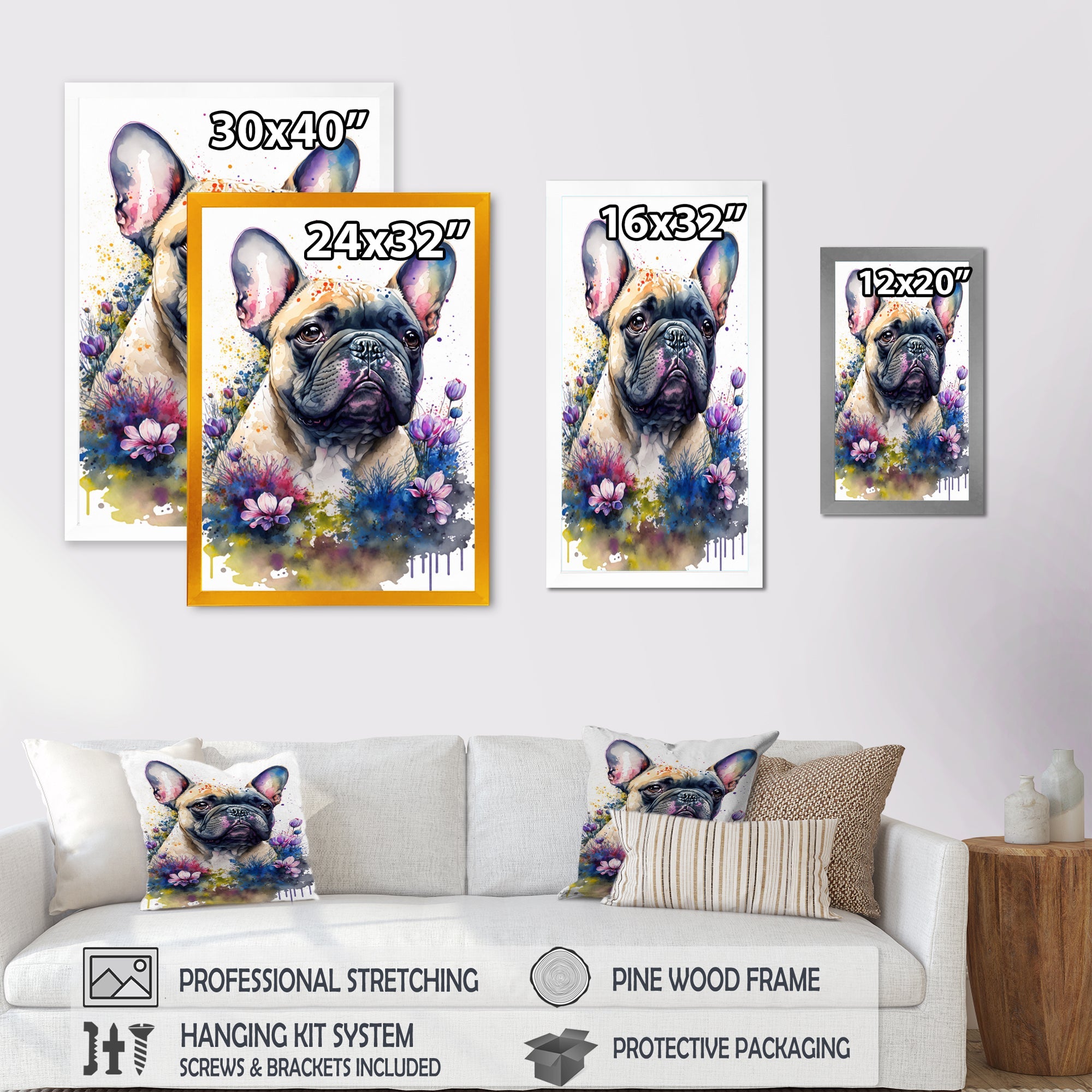 Cute Frenchie Floral Art I