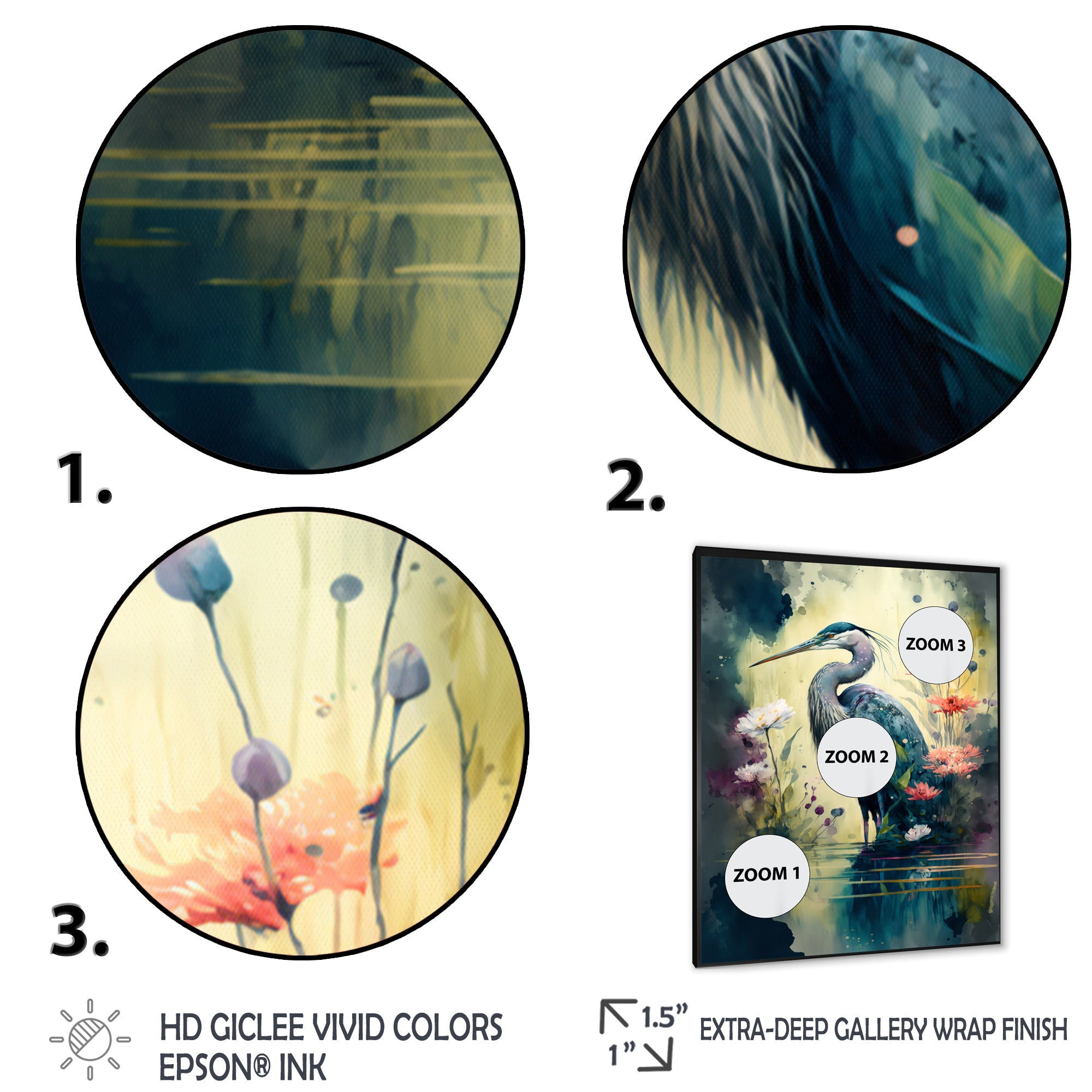 Cute Heron Floral Art I