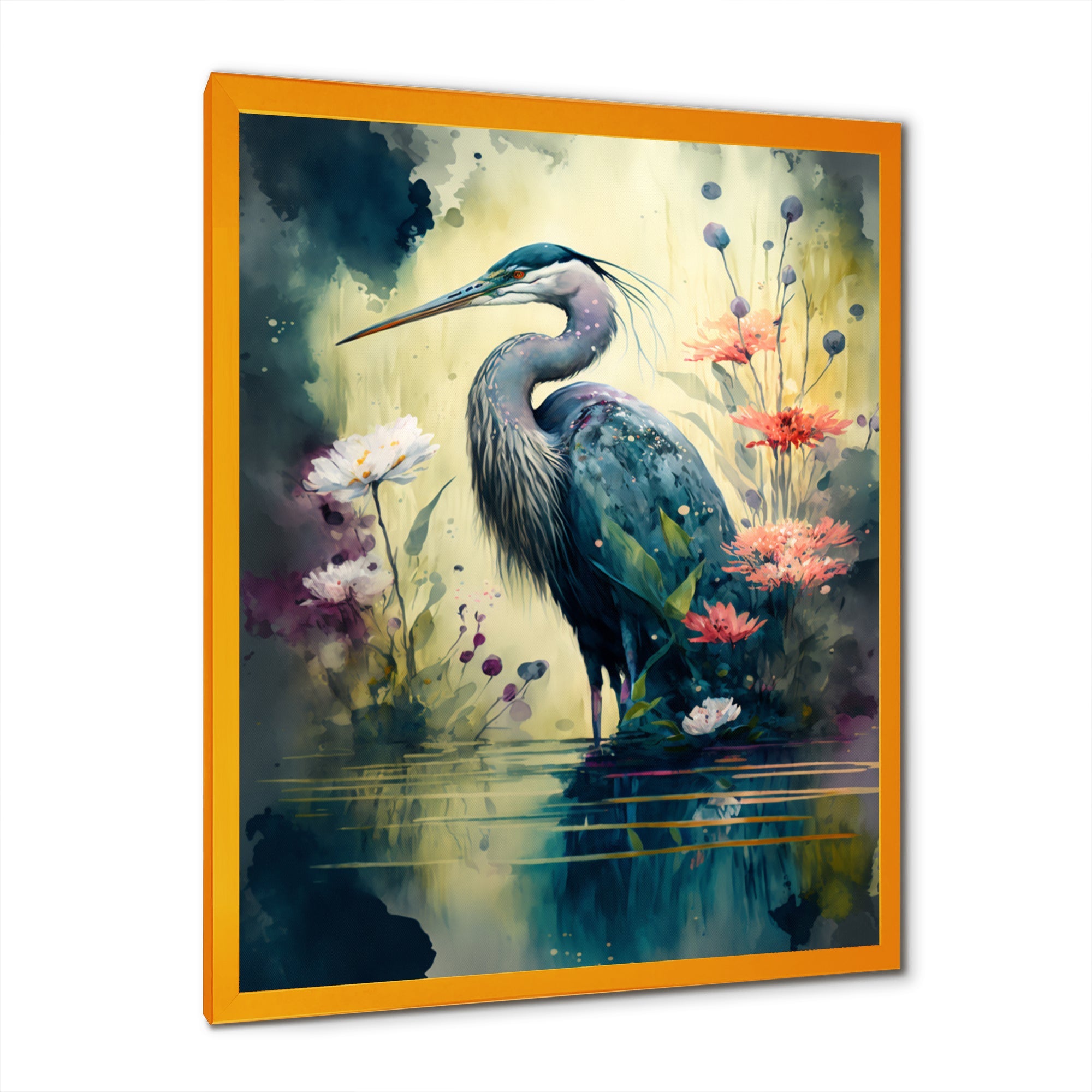 Cute Heron Floral Art I
