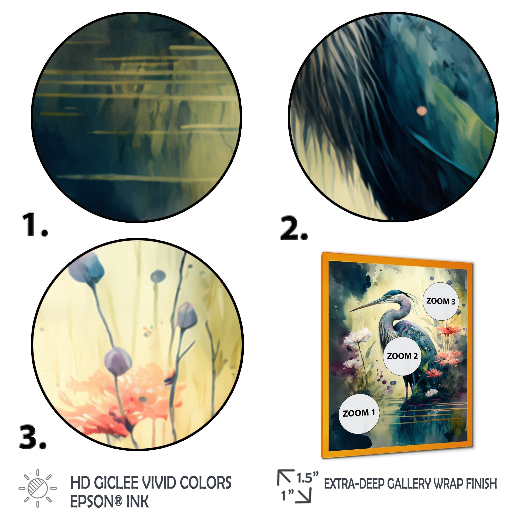 Cute Heron Floral Art I