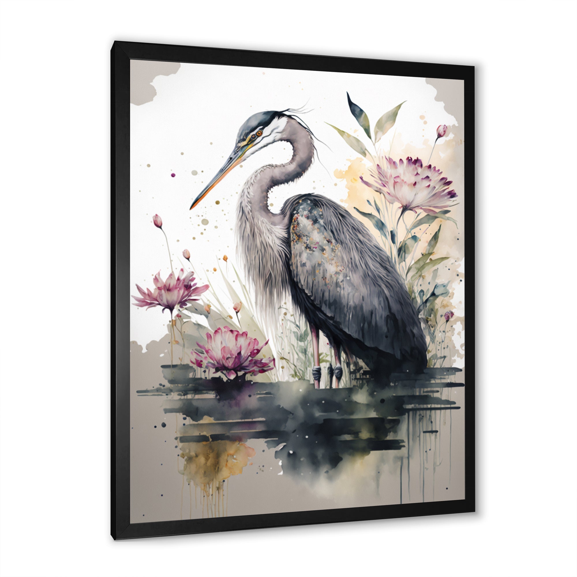 Cute Heron Floral Art III