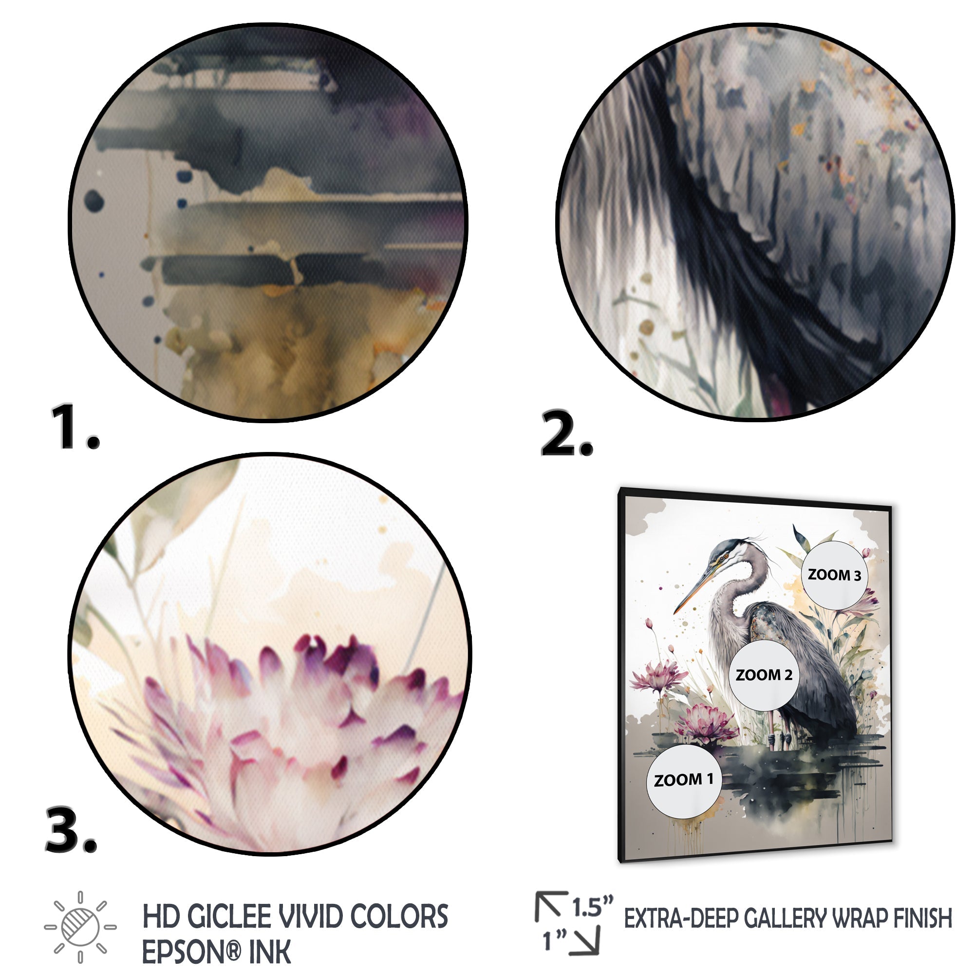 Cute Heron Floral Art III