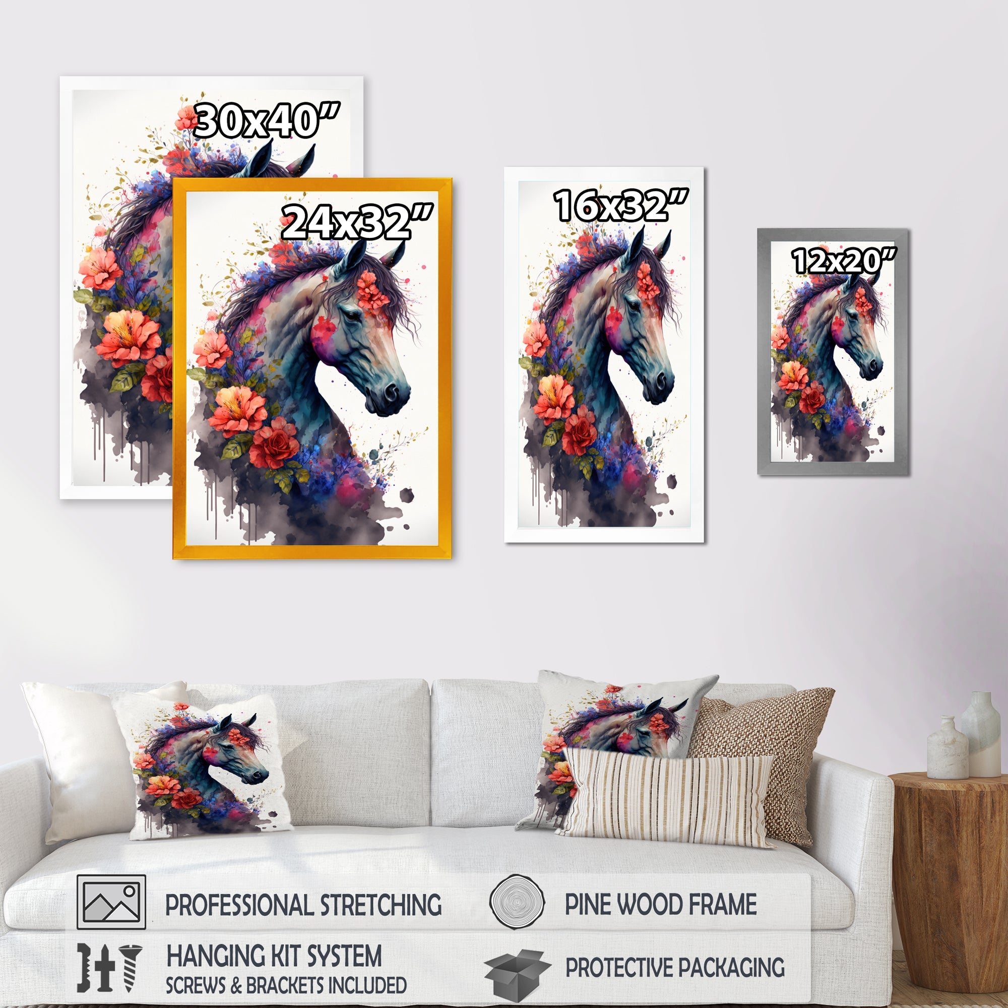 Cute Horse Floral Art I