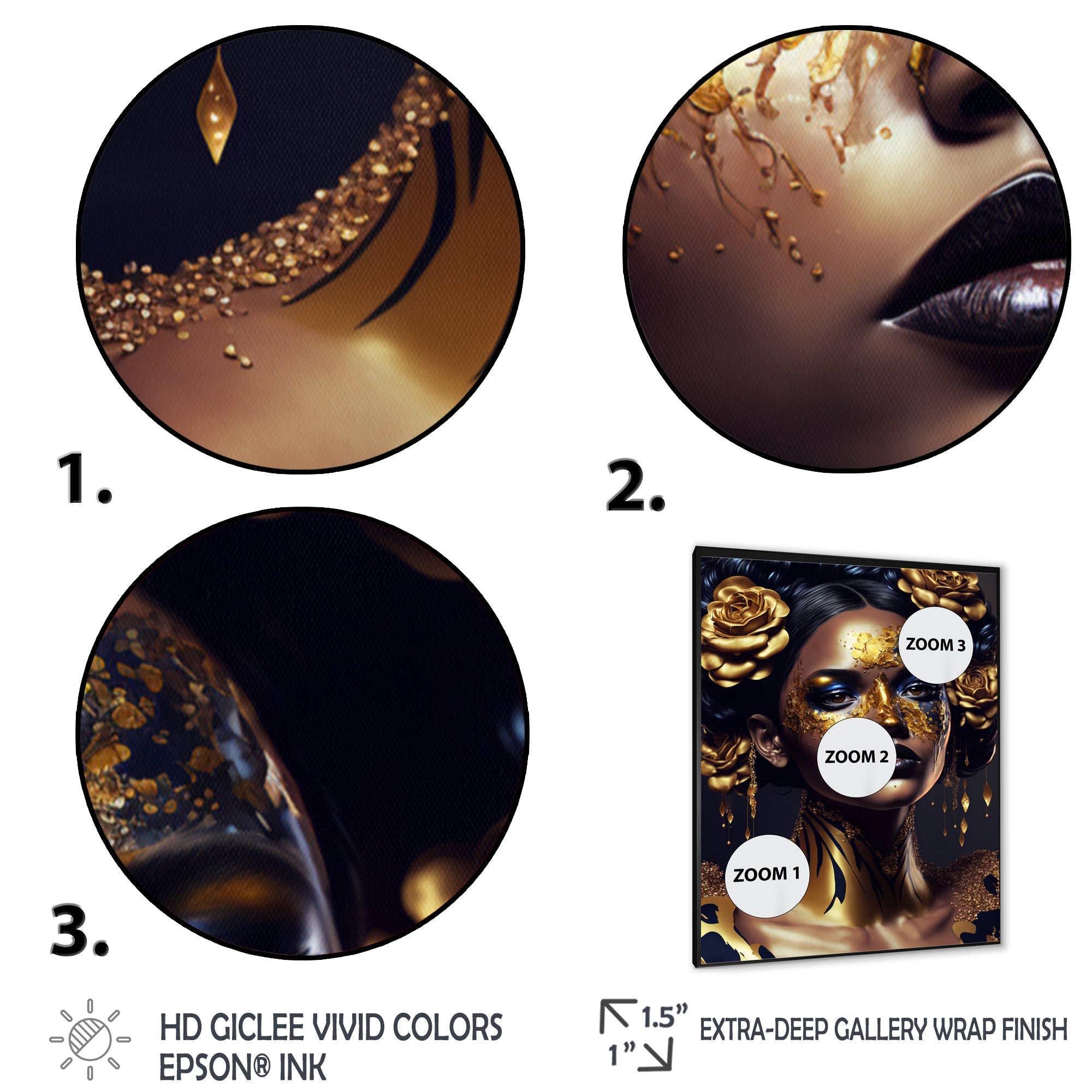 Gold And Black Floral Woman V