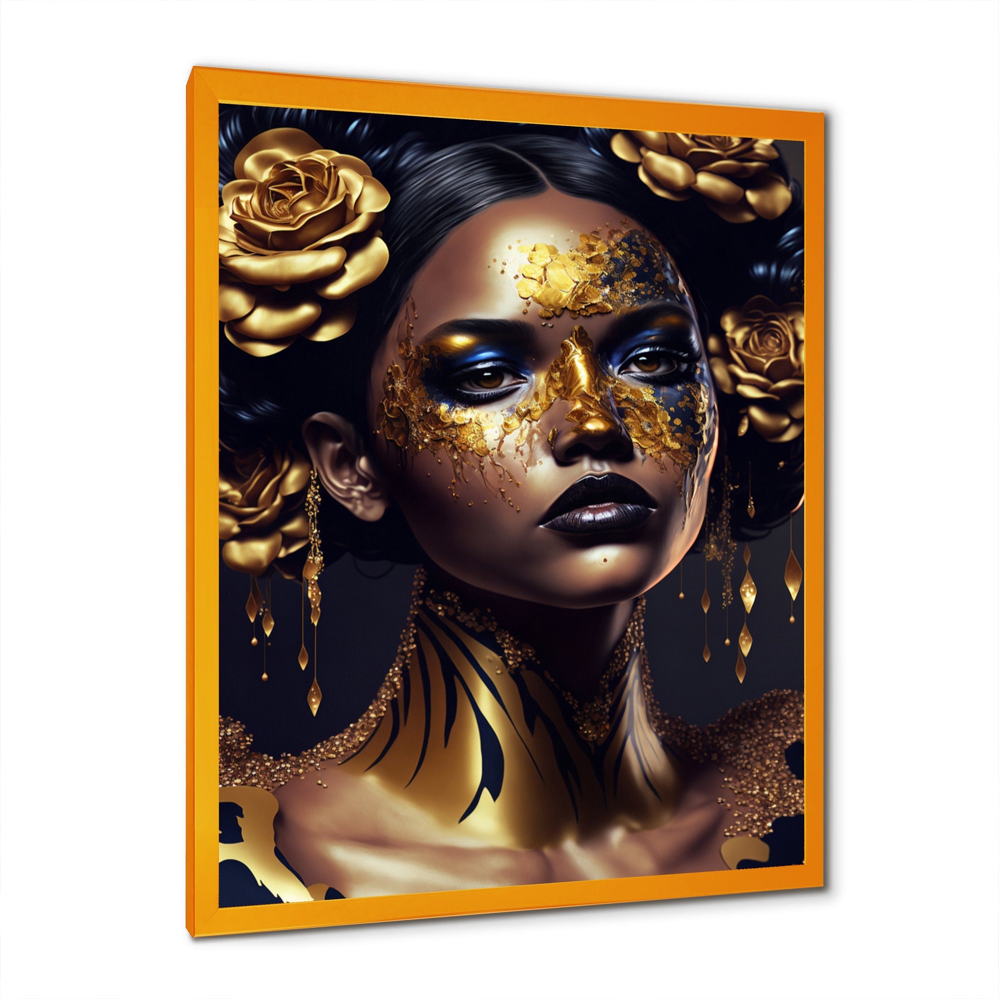 Gold And Black Floral Woman V