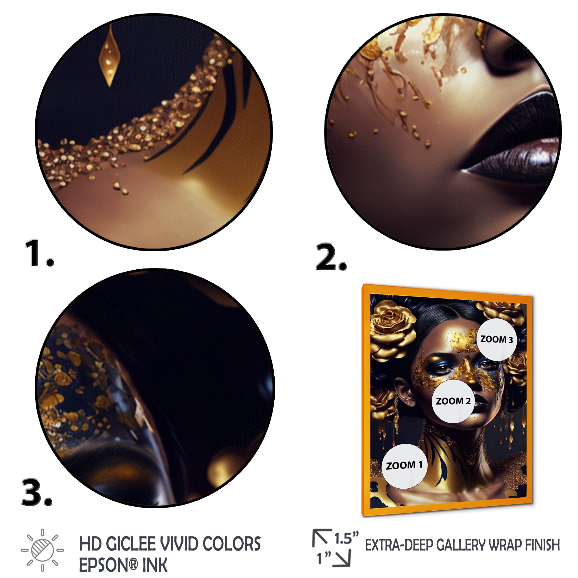 Gold And Black Floral Woman V