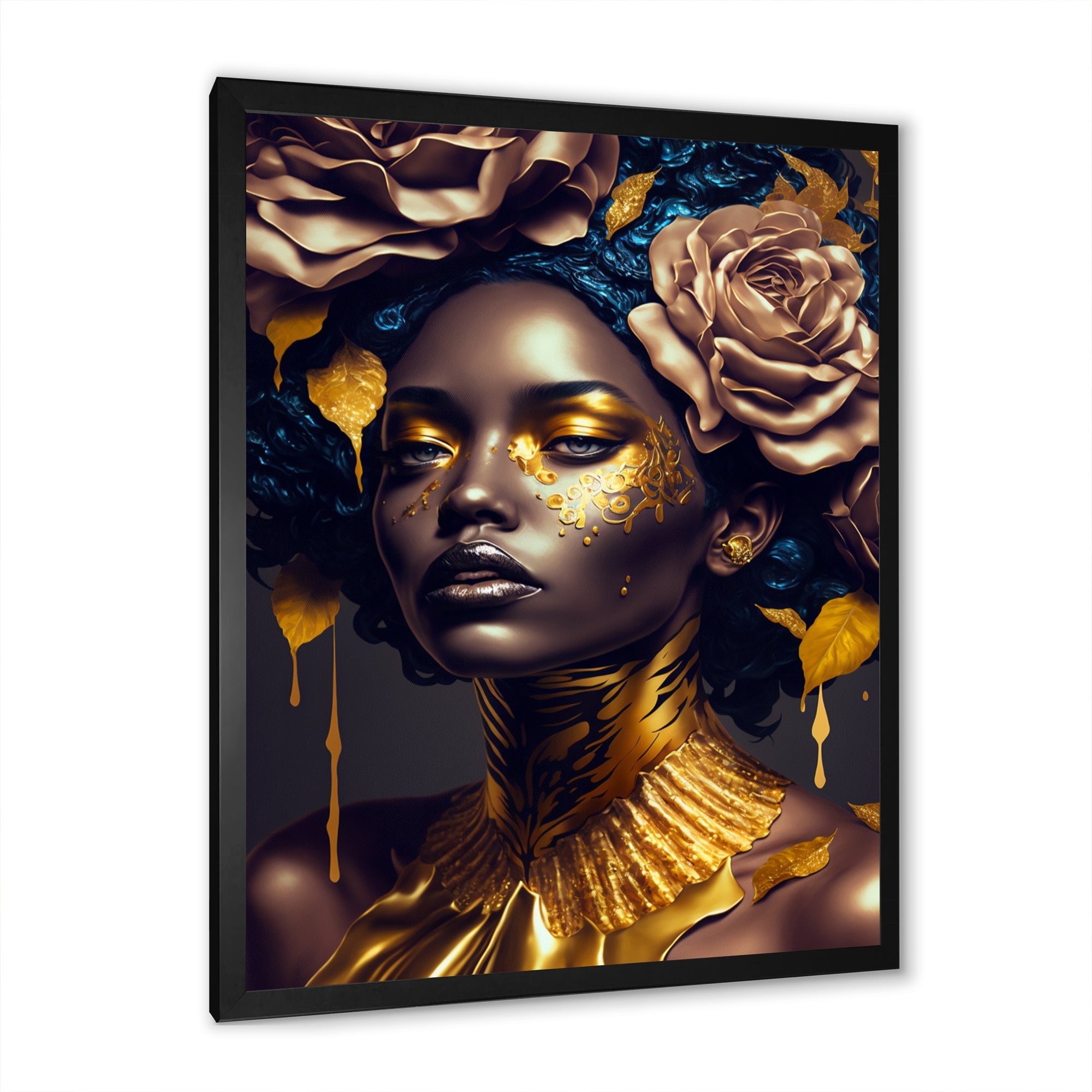 Gold And Black Floral Woman VII