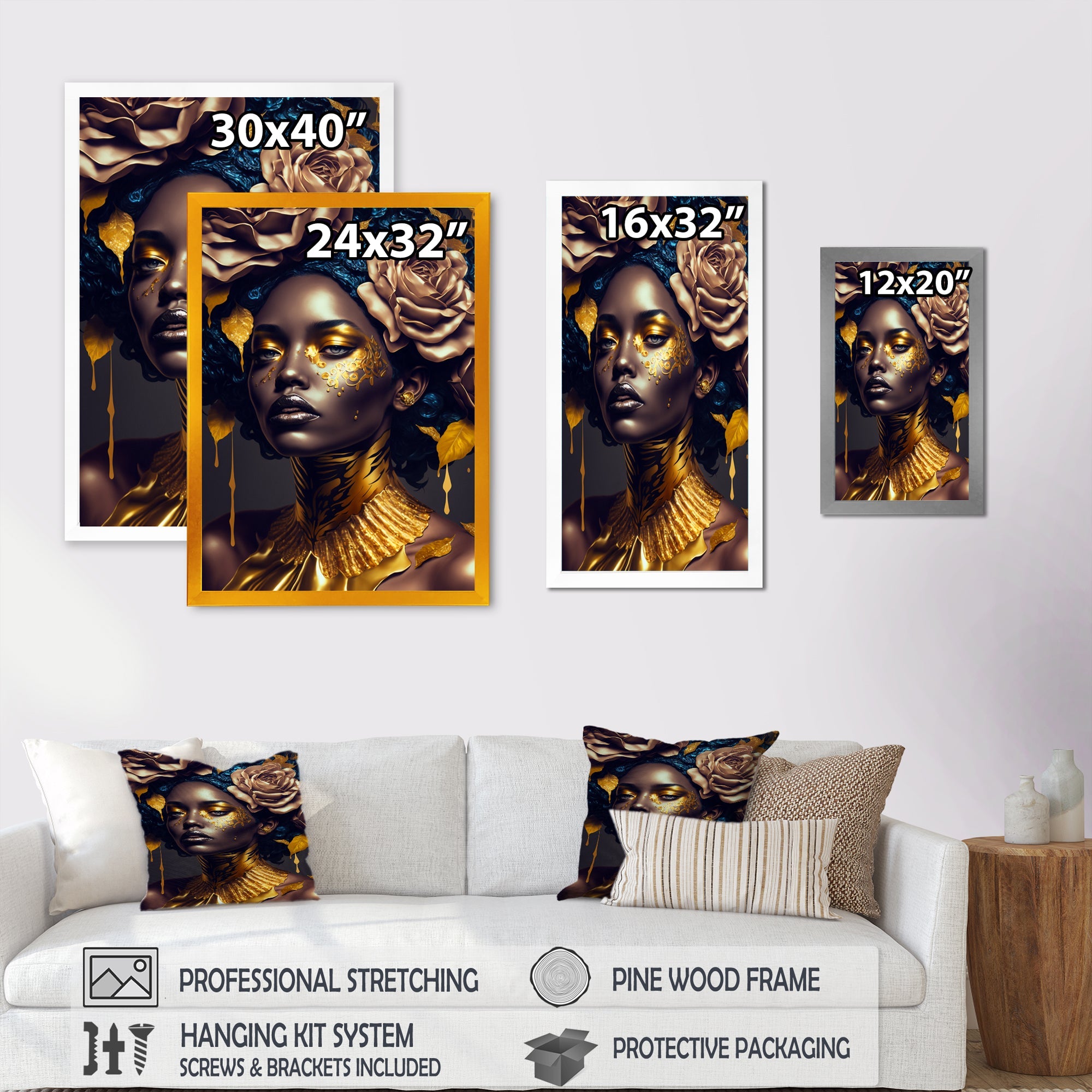 Gold And Black Floral Woman VII