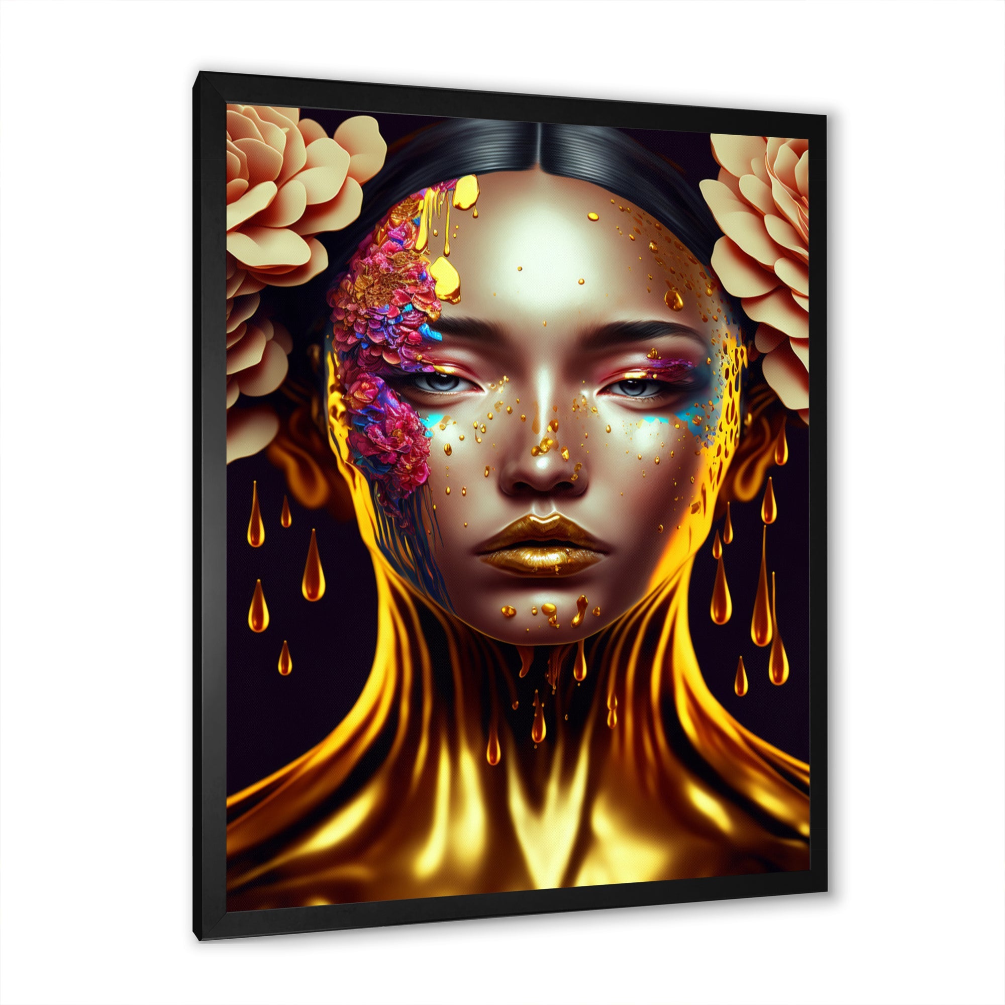 Gold And Black Floral Asian Woman II