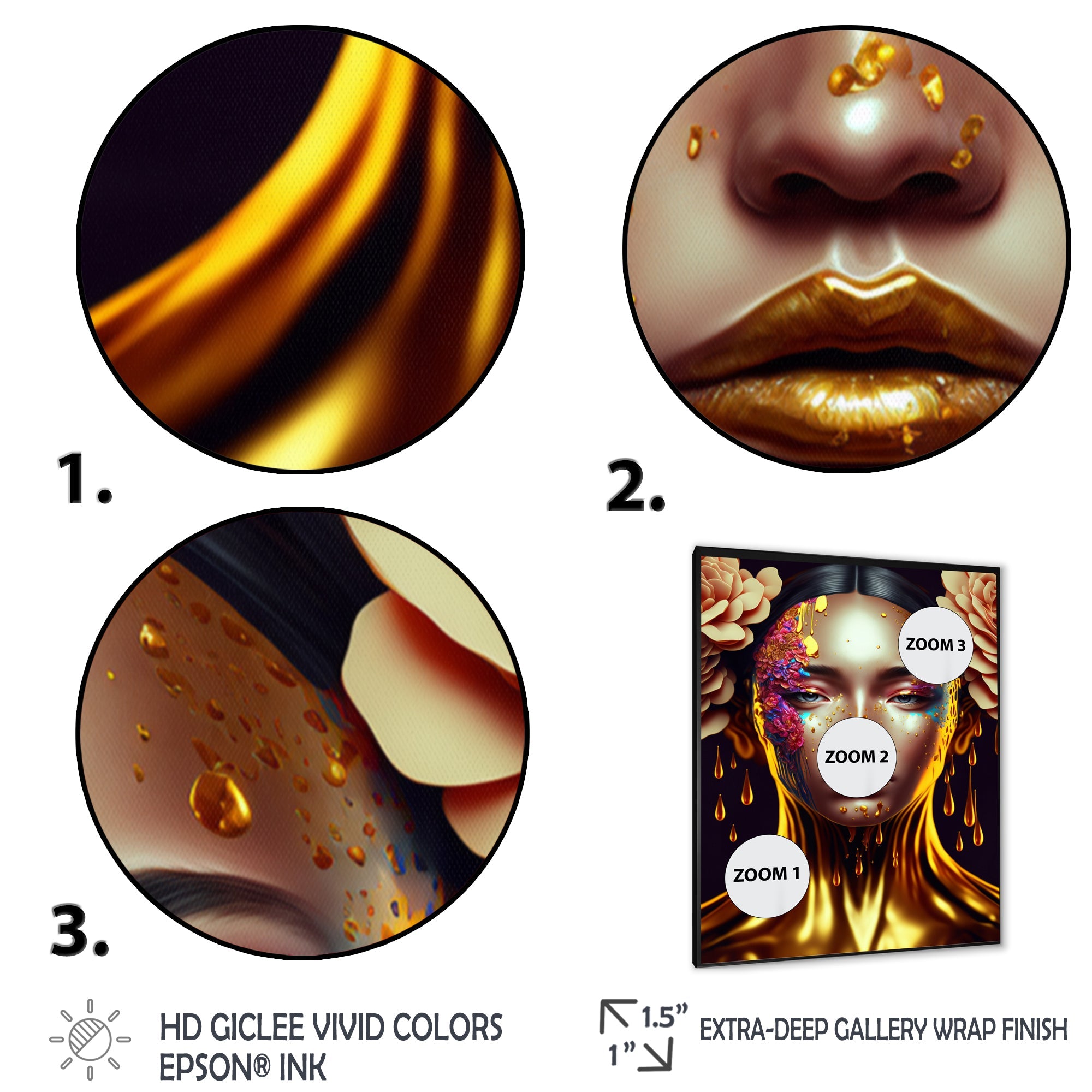 Gold And Black Floral Asian Woman II