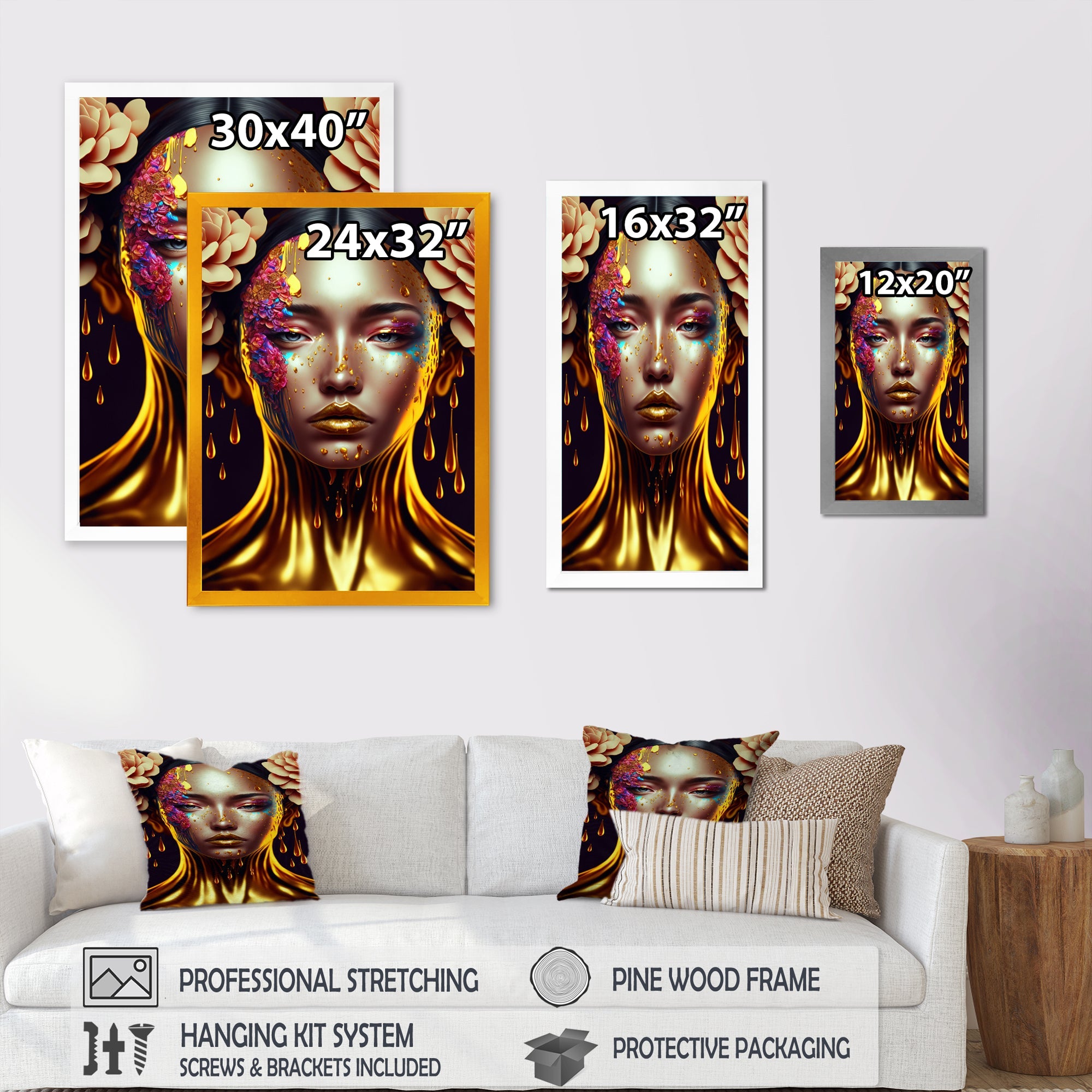 Gold And Black Floral Asian Woman II