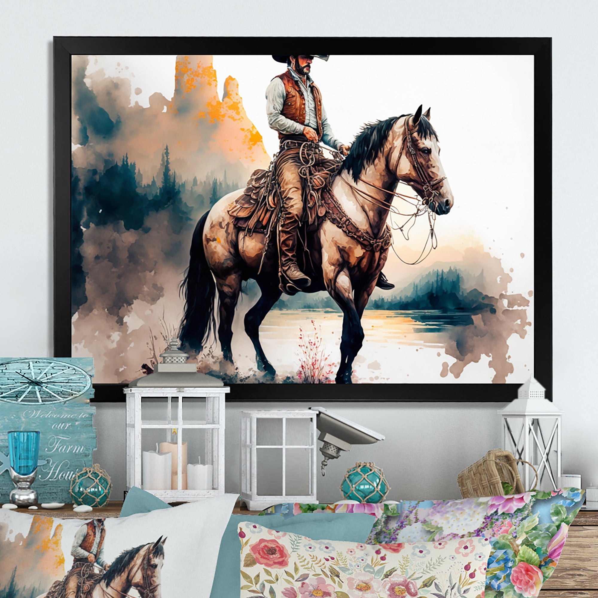 Western Cowboy Riding A Horse I