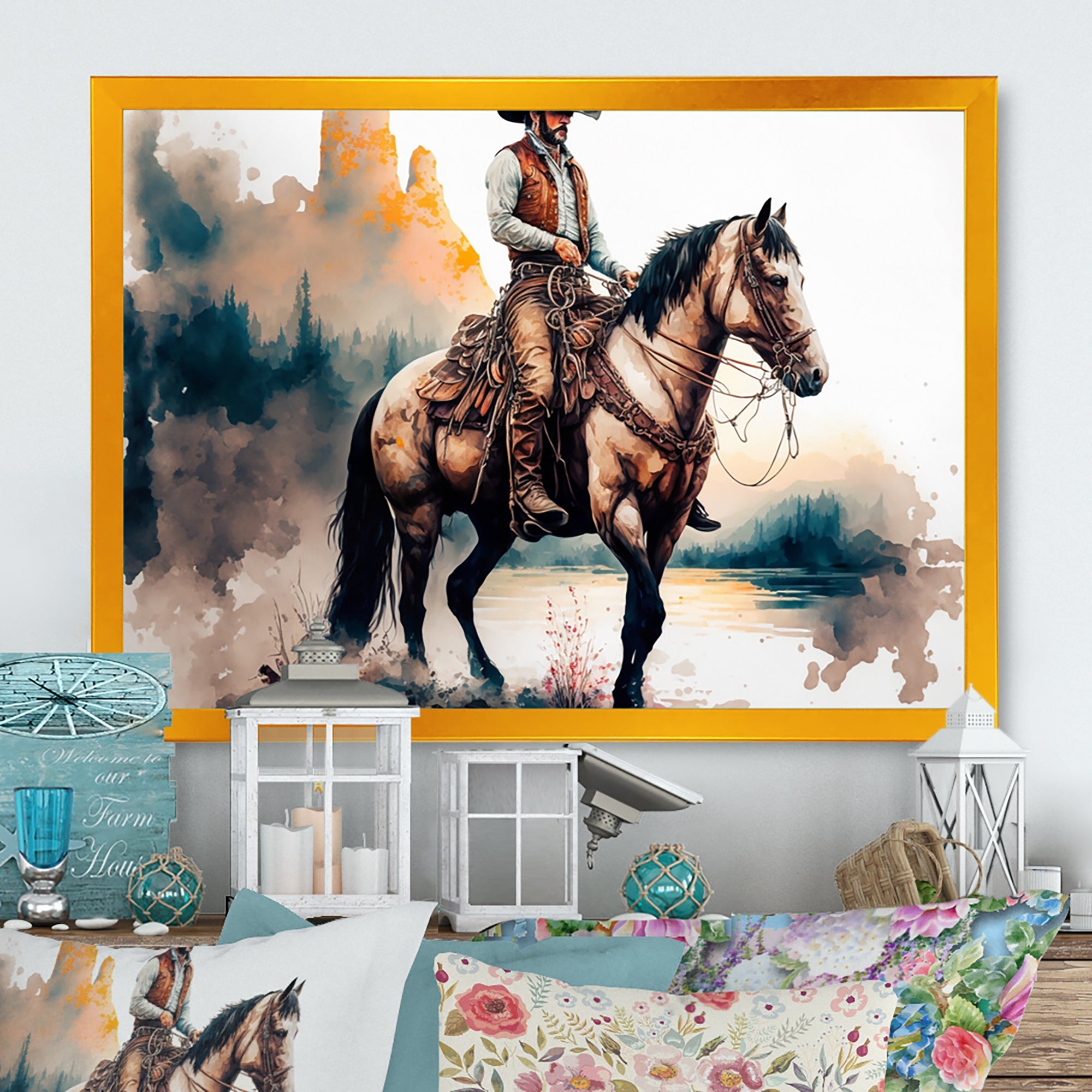 Western Cowboy Riding A Horse I