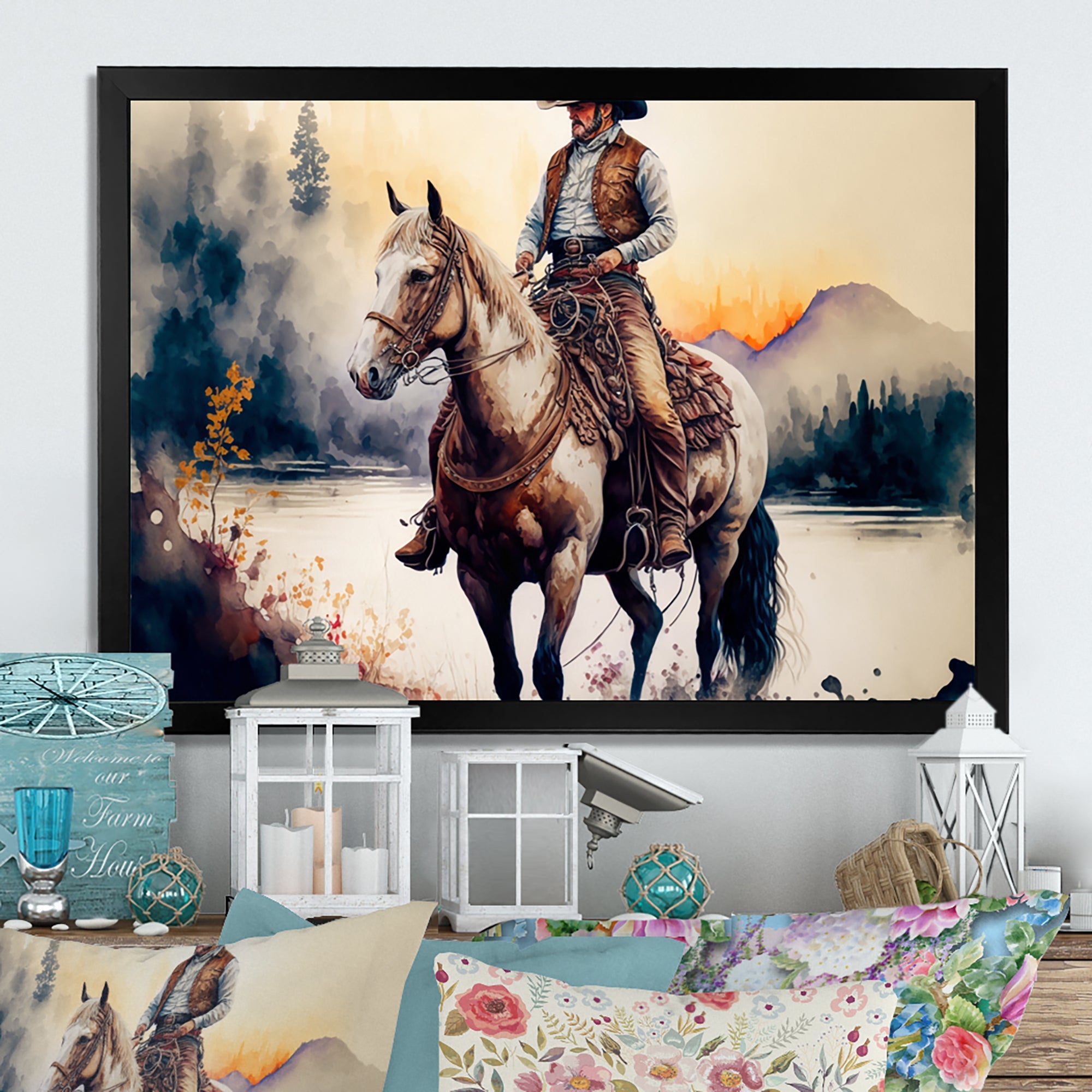 Western Cowboy Riding A Horse II