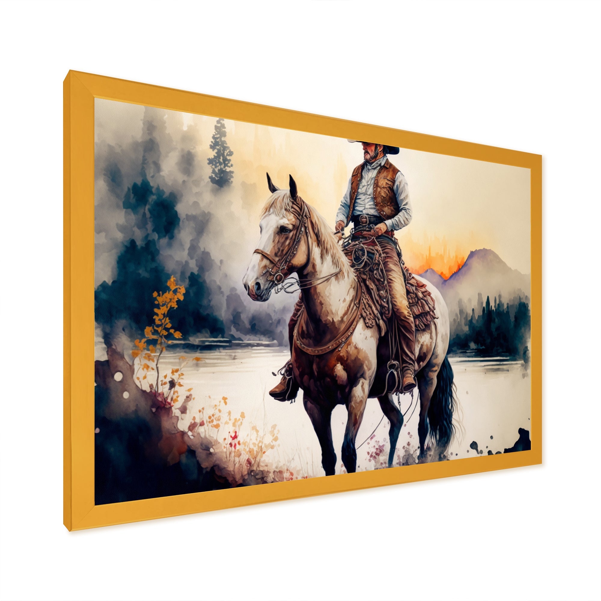 Western Cowboy Riding A Horse II