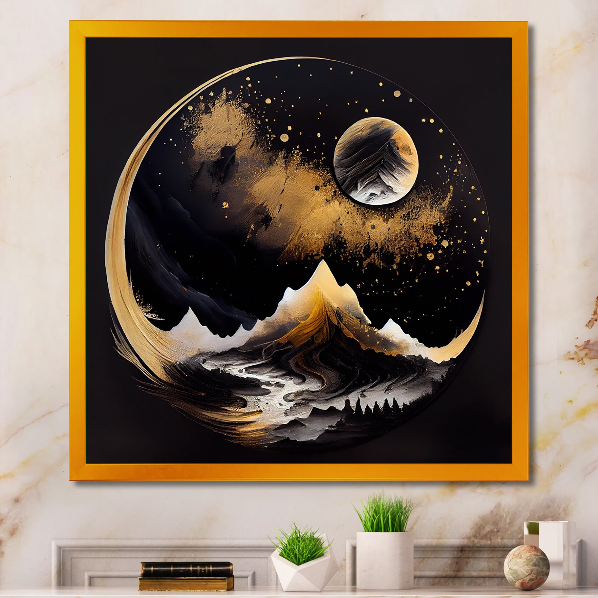 Black And Gold Mountain Landscape III