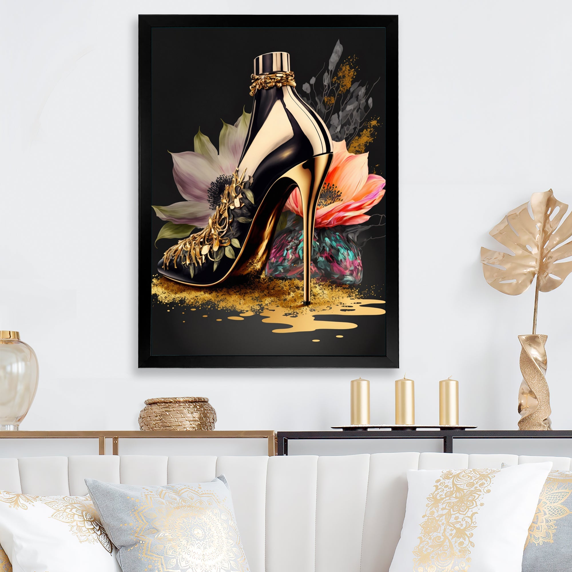 Black And Gold High Heel Shoe I