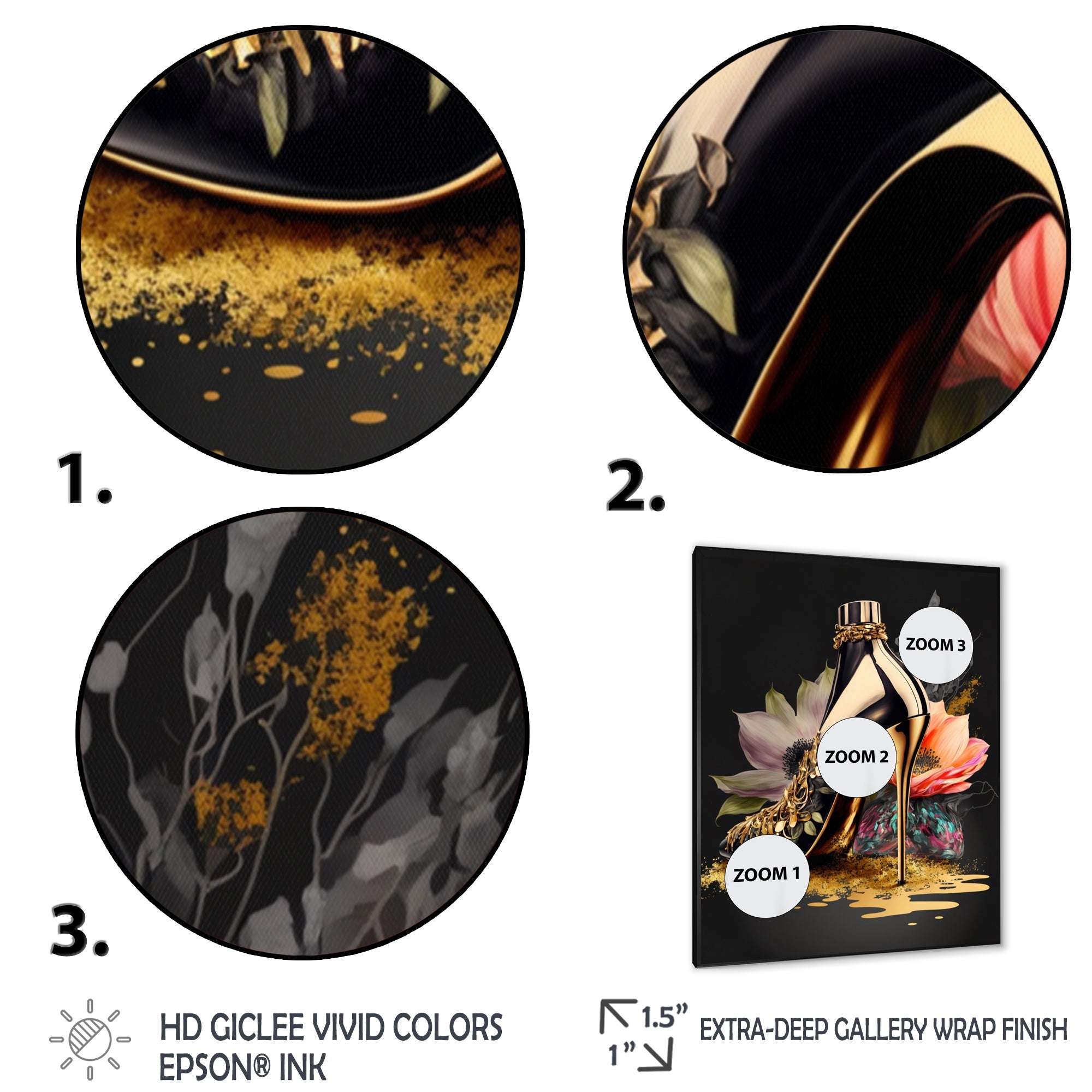 Black And Gold High Heel Shoe I