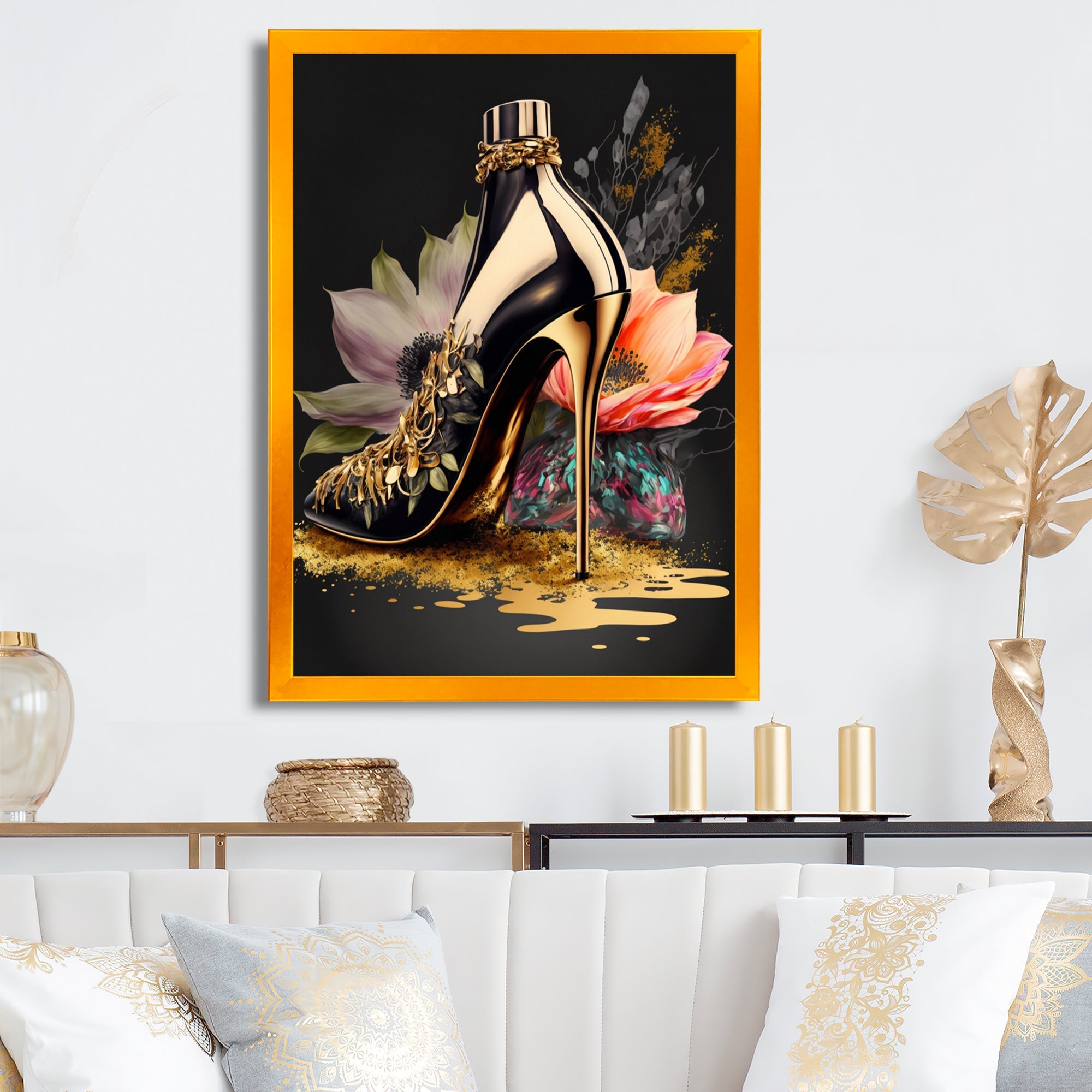Black And Gold High Heel Shoe I