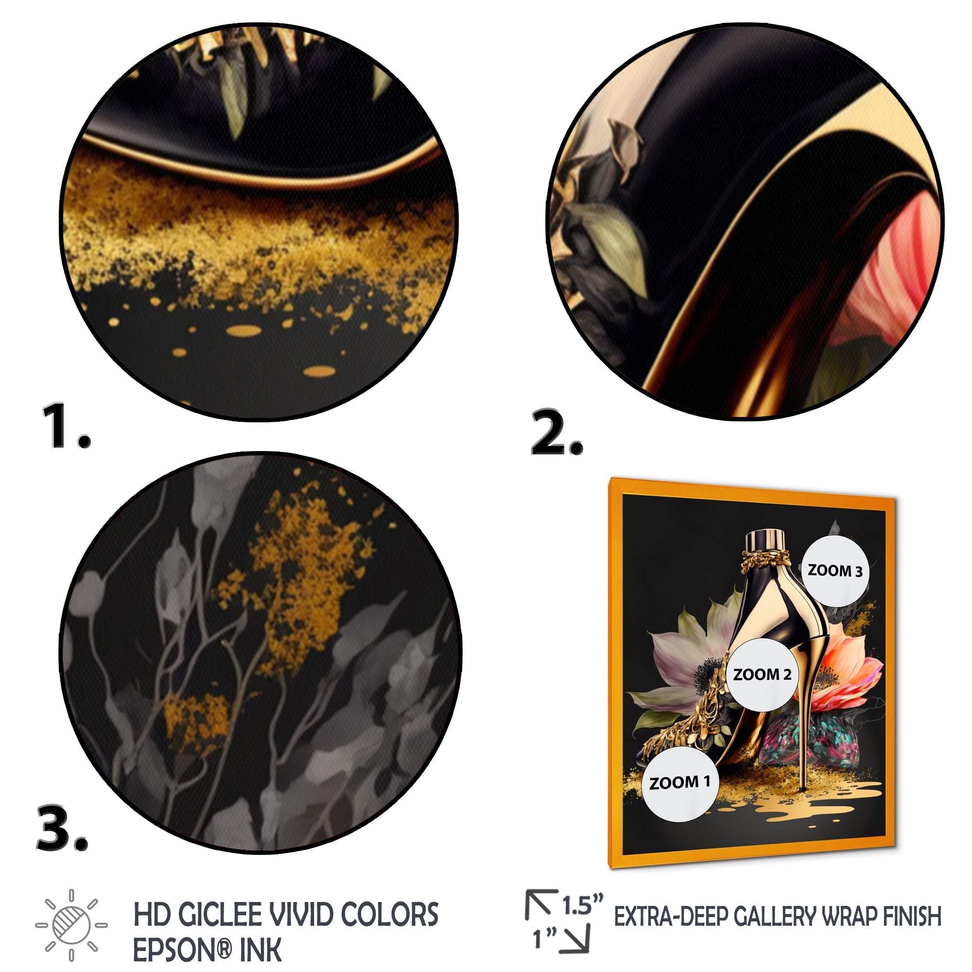 Black And Gold High Heel Shoe I