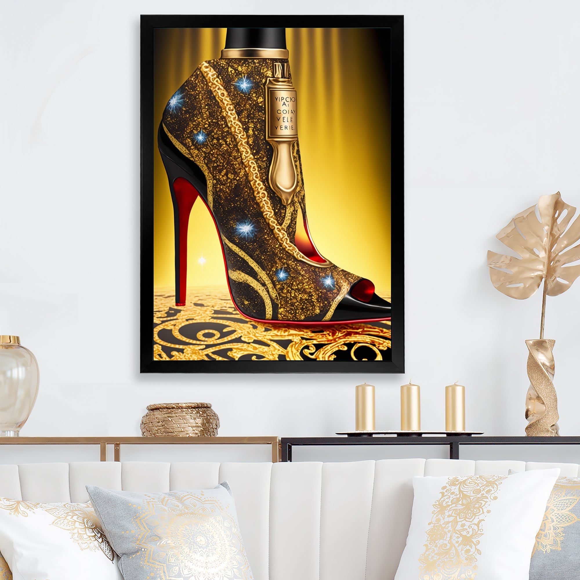 Black And Gold High Heel Shoe III