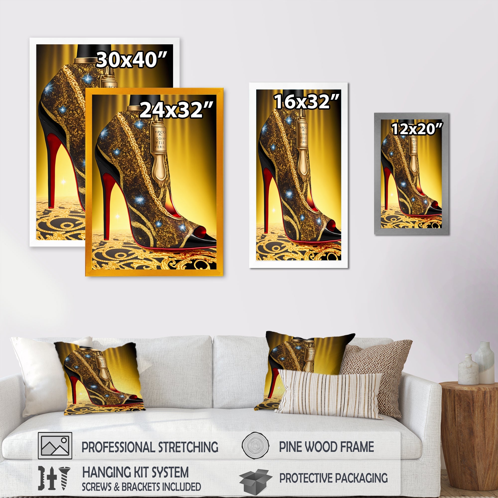 Black And Gold High Heel Shoe III