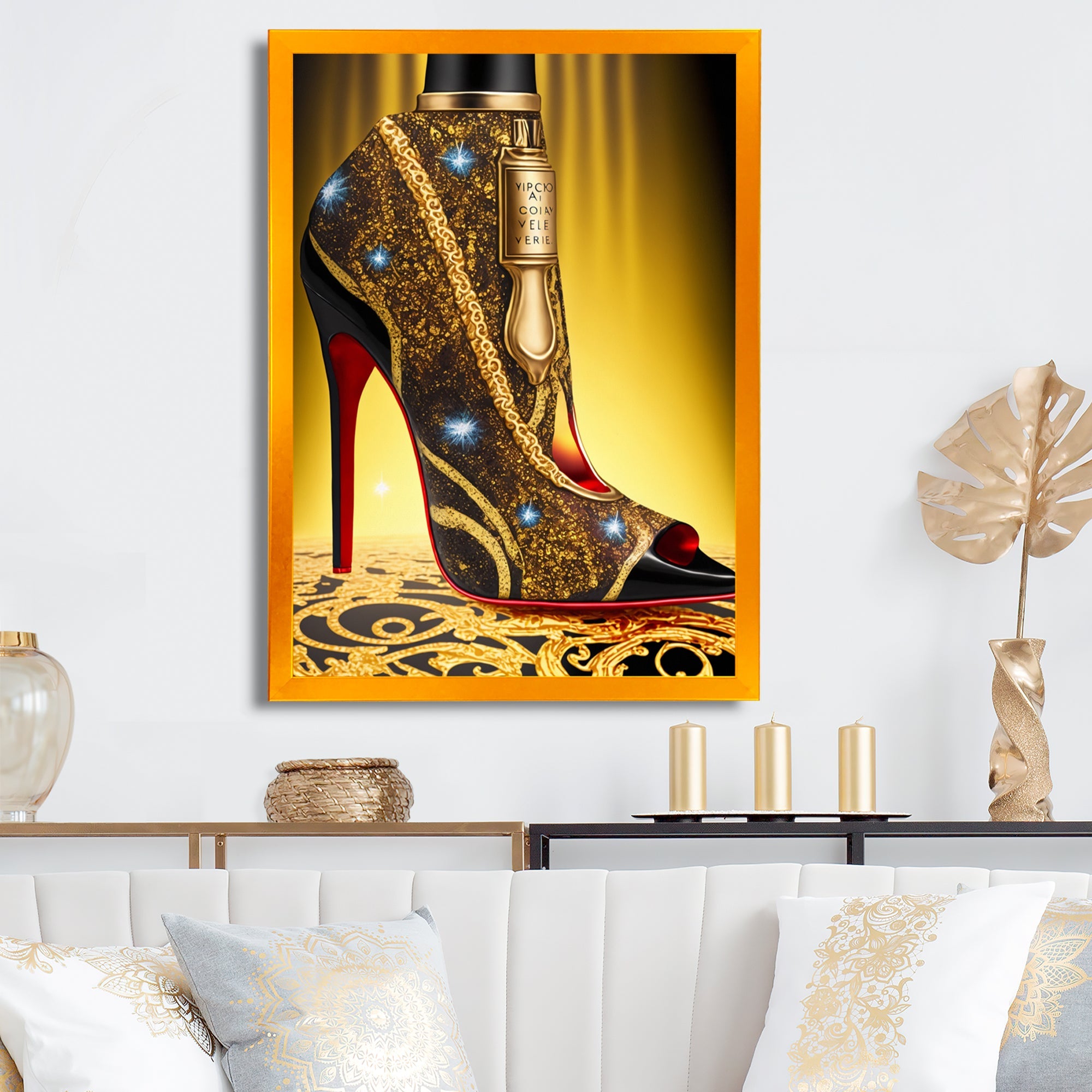 Black And Gold High Heel Shoe III