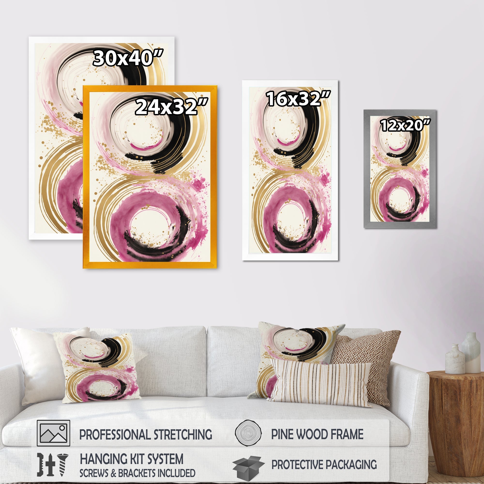 Pink And Gold Curves I