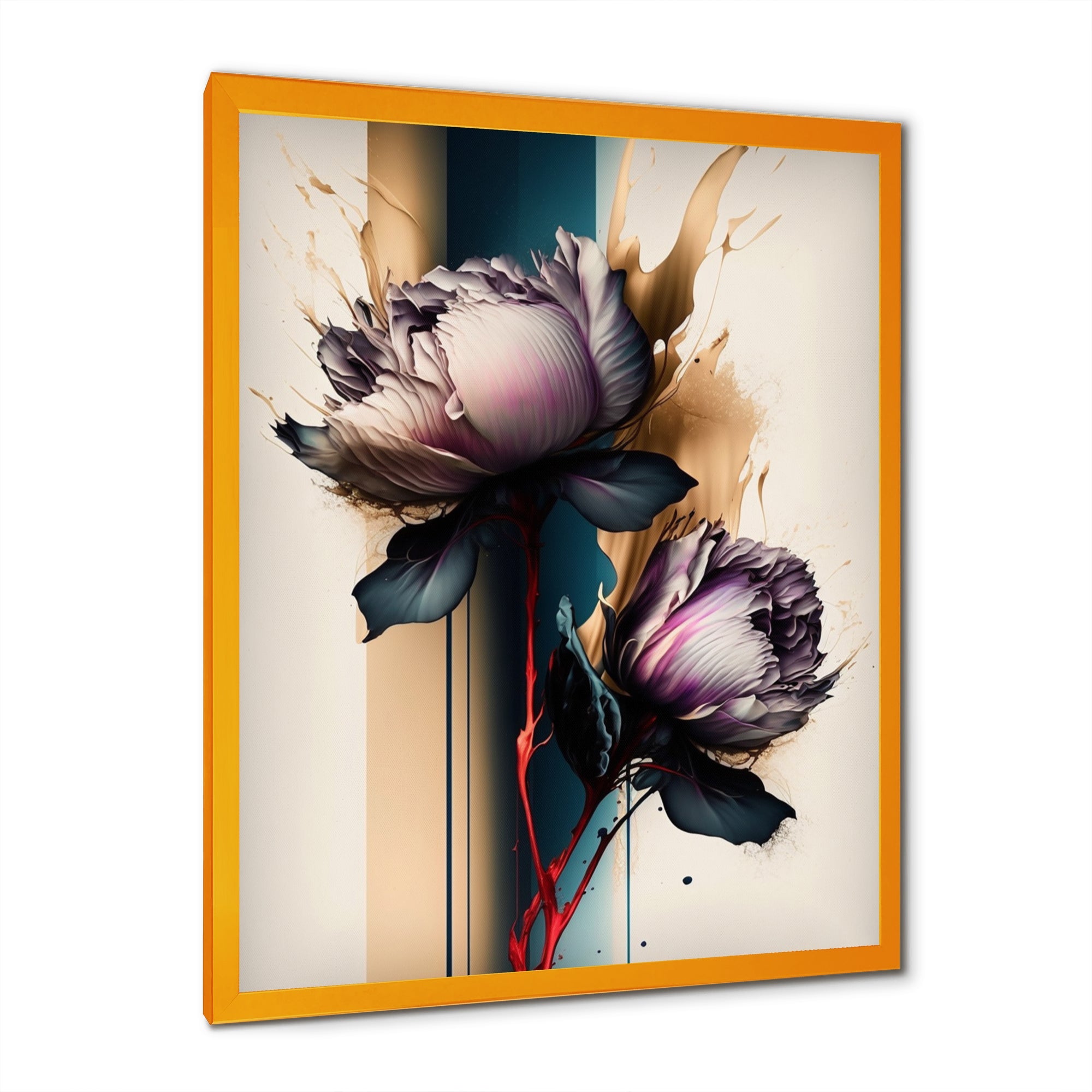 Red Peony Flower On Abstract Paint III