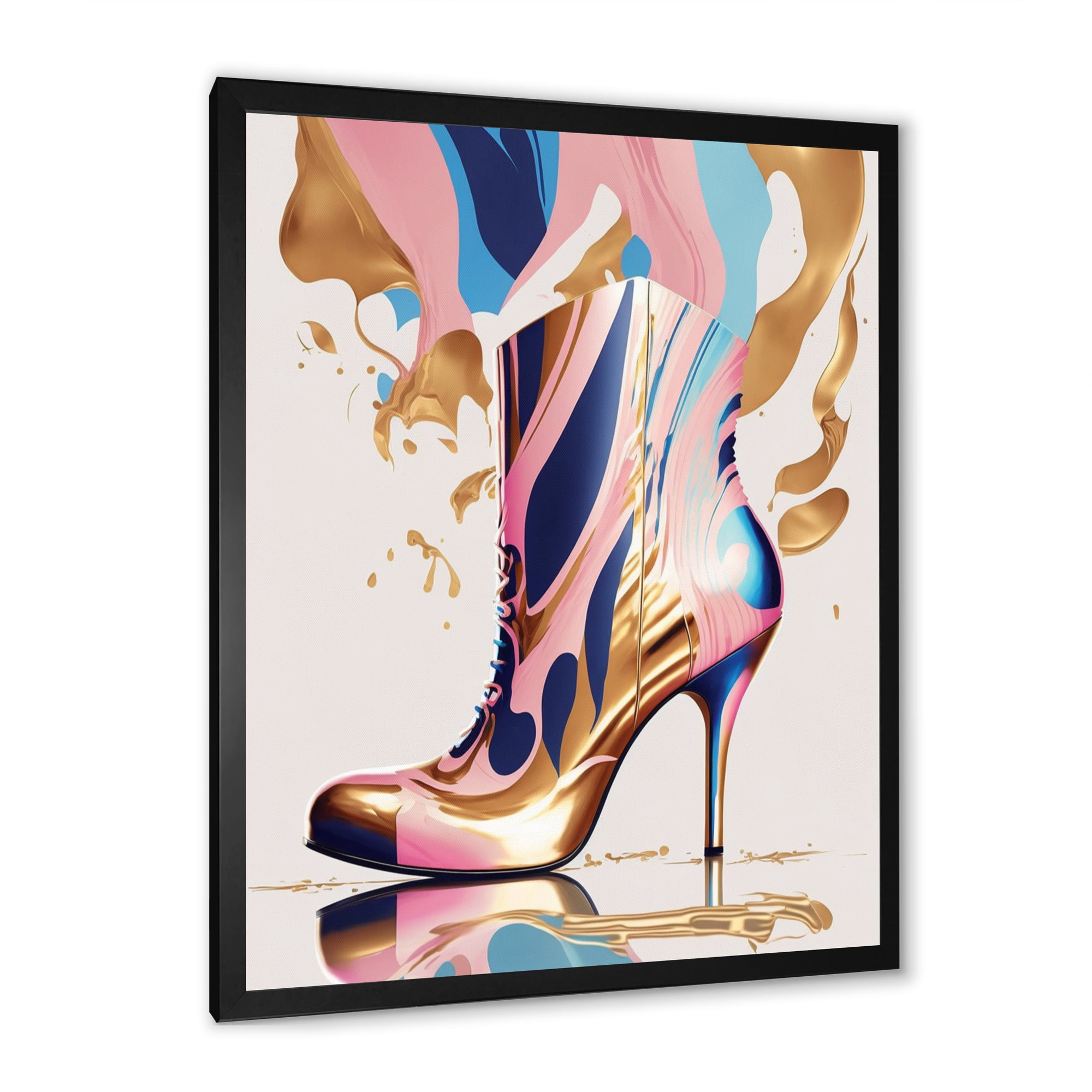 Pink And Blue Art Deco High Heel Boots III