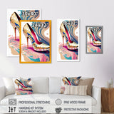 Pink And Blue Art Deco High Heel Shoes IV