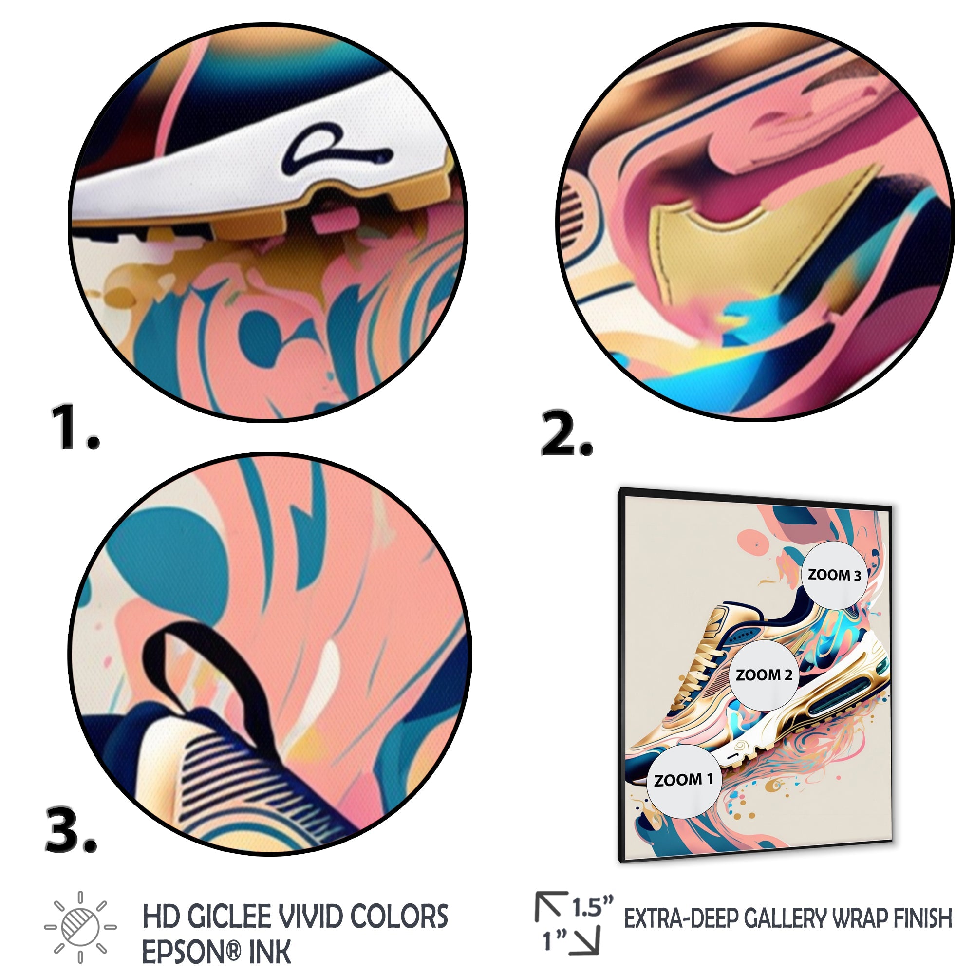 Pink And Blue Art Deco Sport Shoes