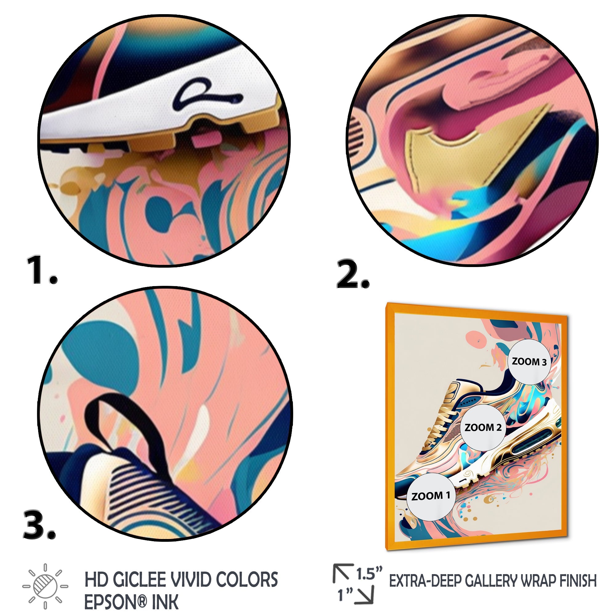 Pink And Blue Art Deco Sport Shoes