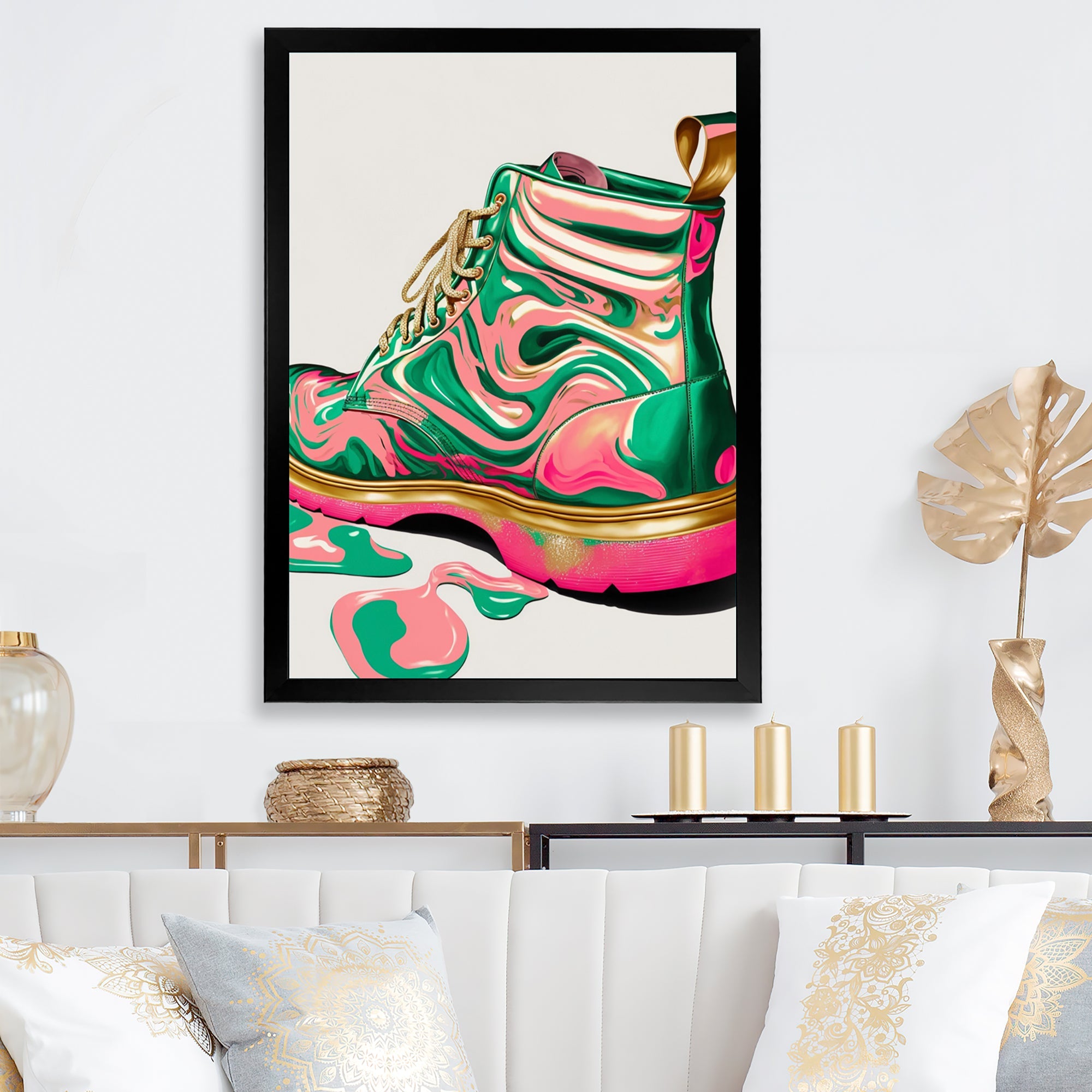 Pink And Green Art Deco Army Shoes