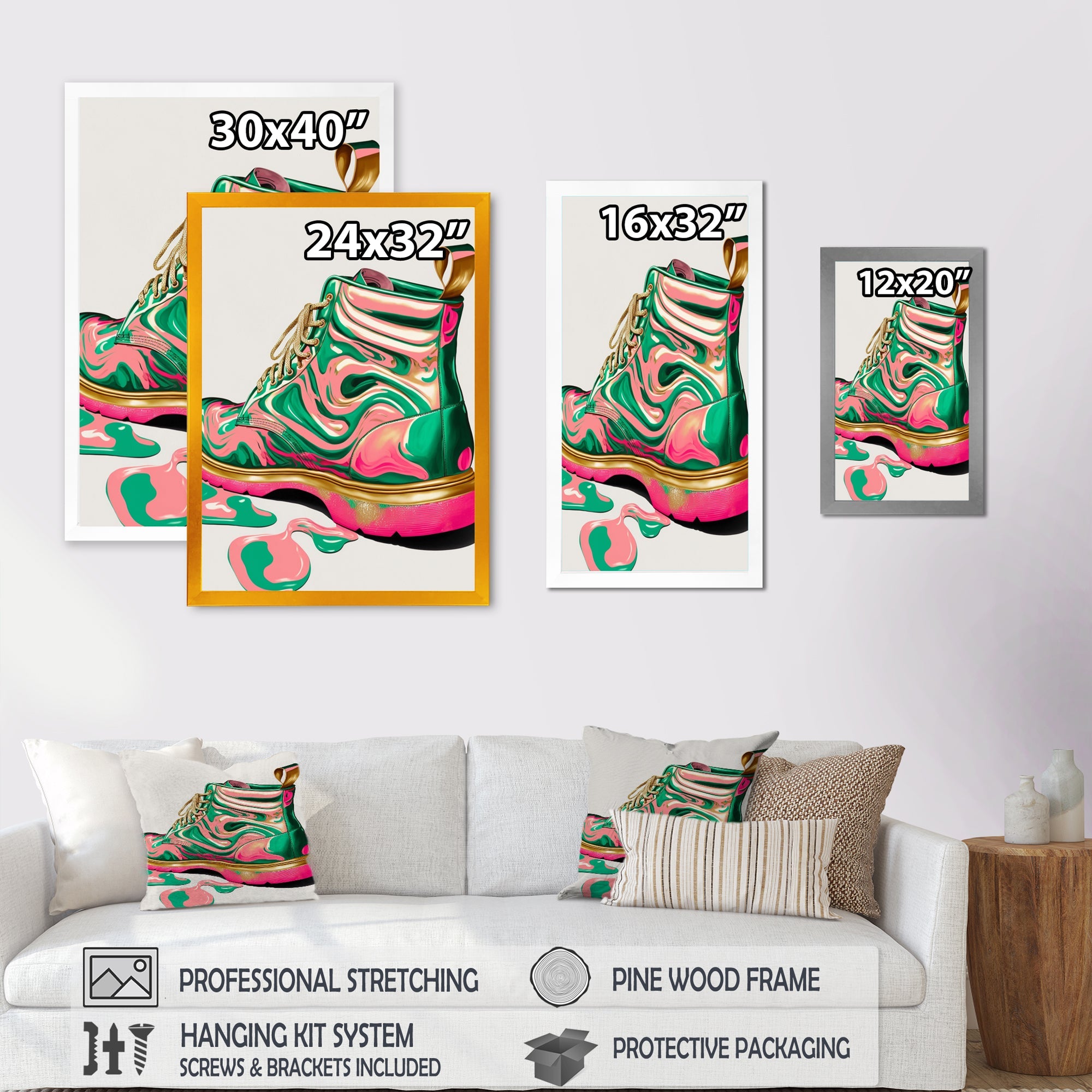 Pink And Green Art Deco Army Shoes