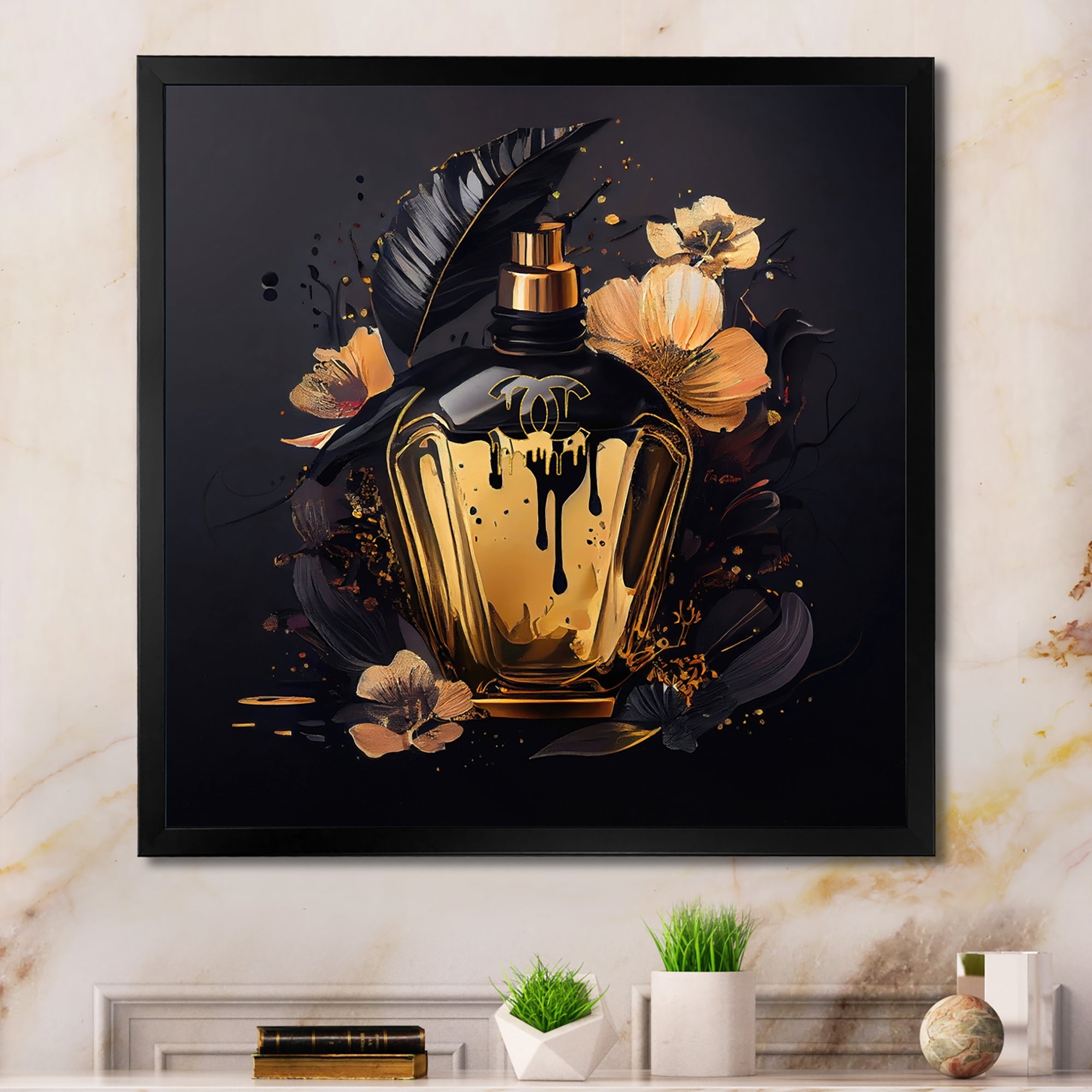 Chic Black And Gold Perfume Bottle IX