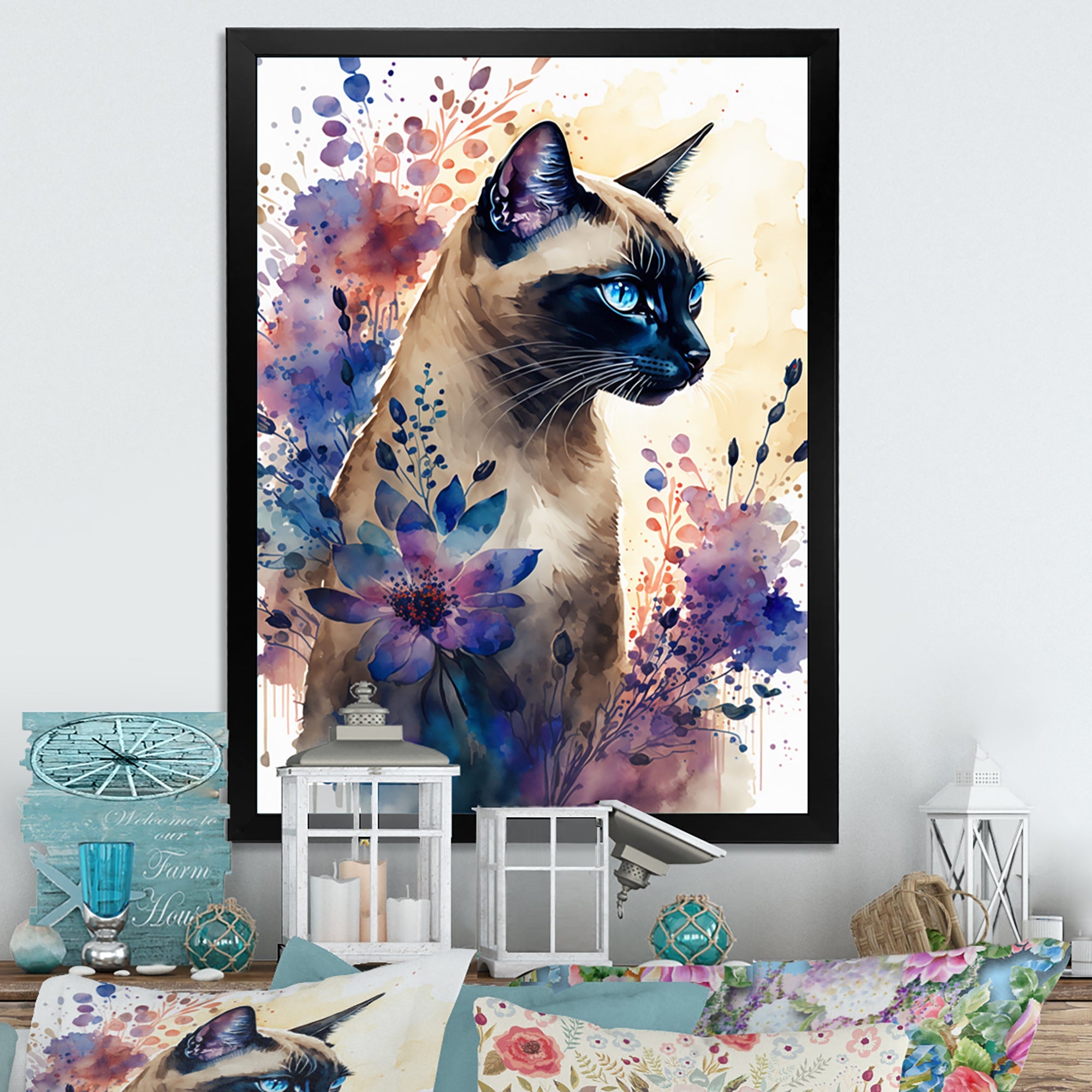 Cute Siamese Floral Art I