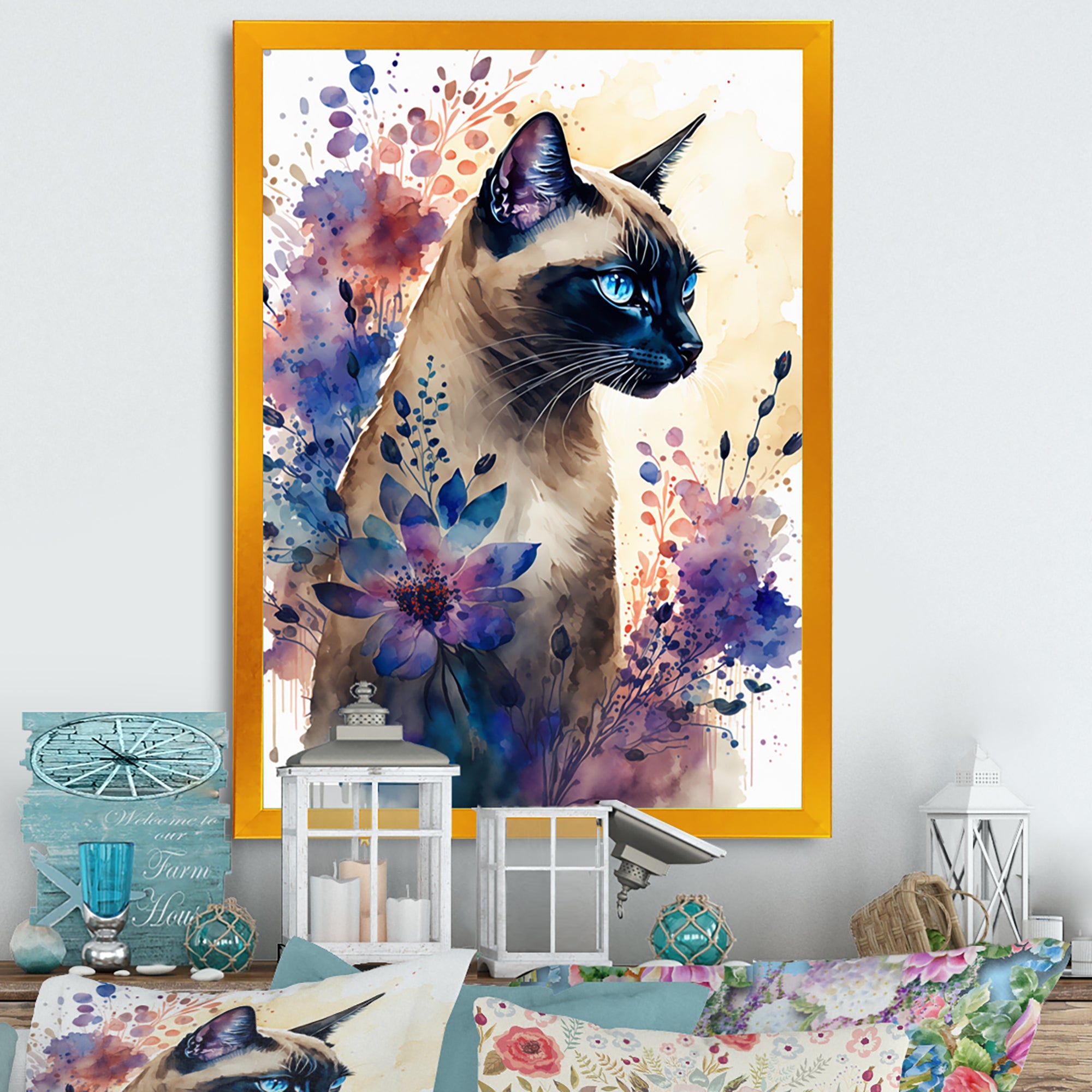 Cute Siamese Floral Art I