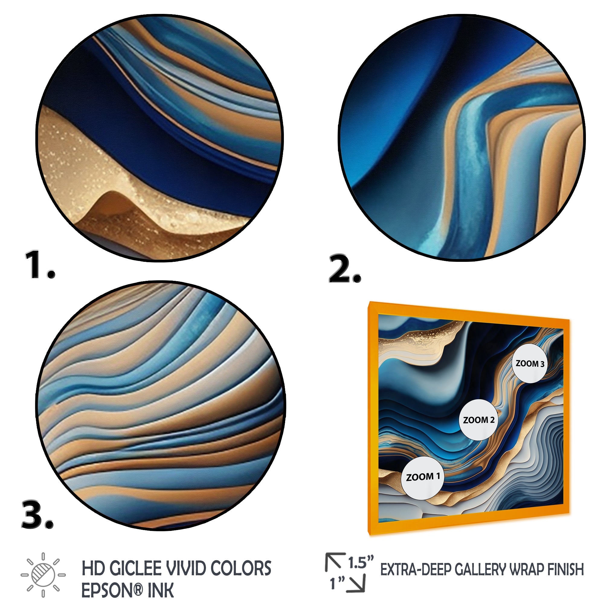 Vibrant Blue And Gold Flow Art II