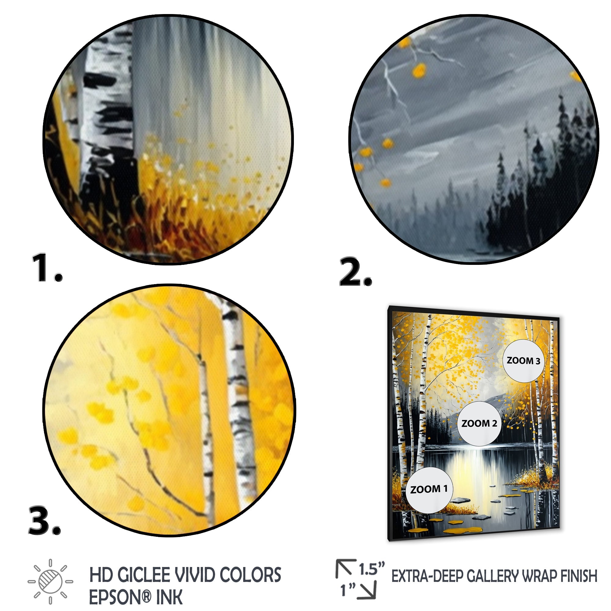 Monochrome Golden Birch Trees By The Lake I