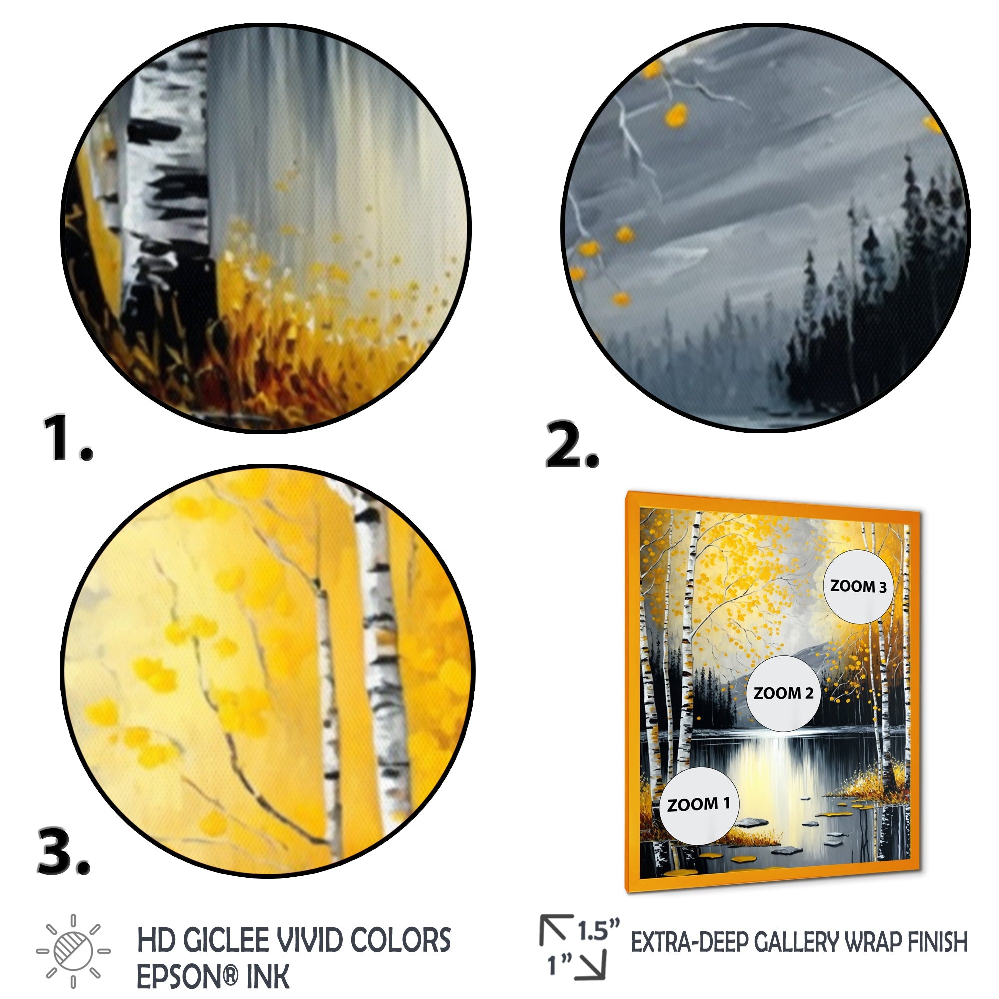 Monochrome Golden Birch Trees By The Lake I