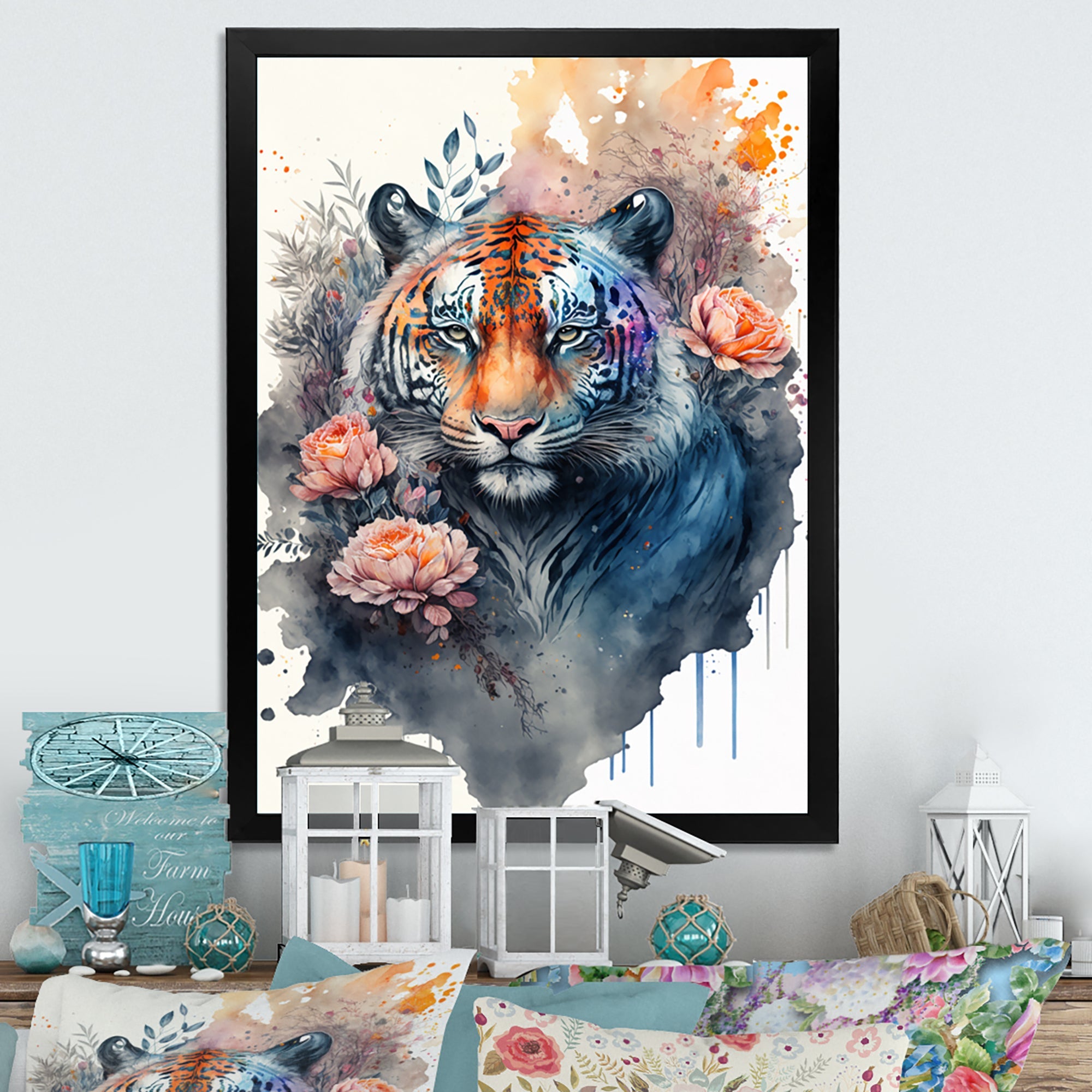 Cute Tiger Floral Art III