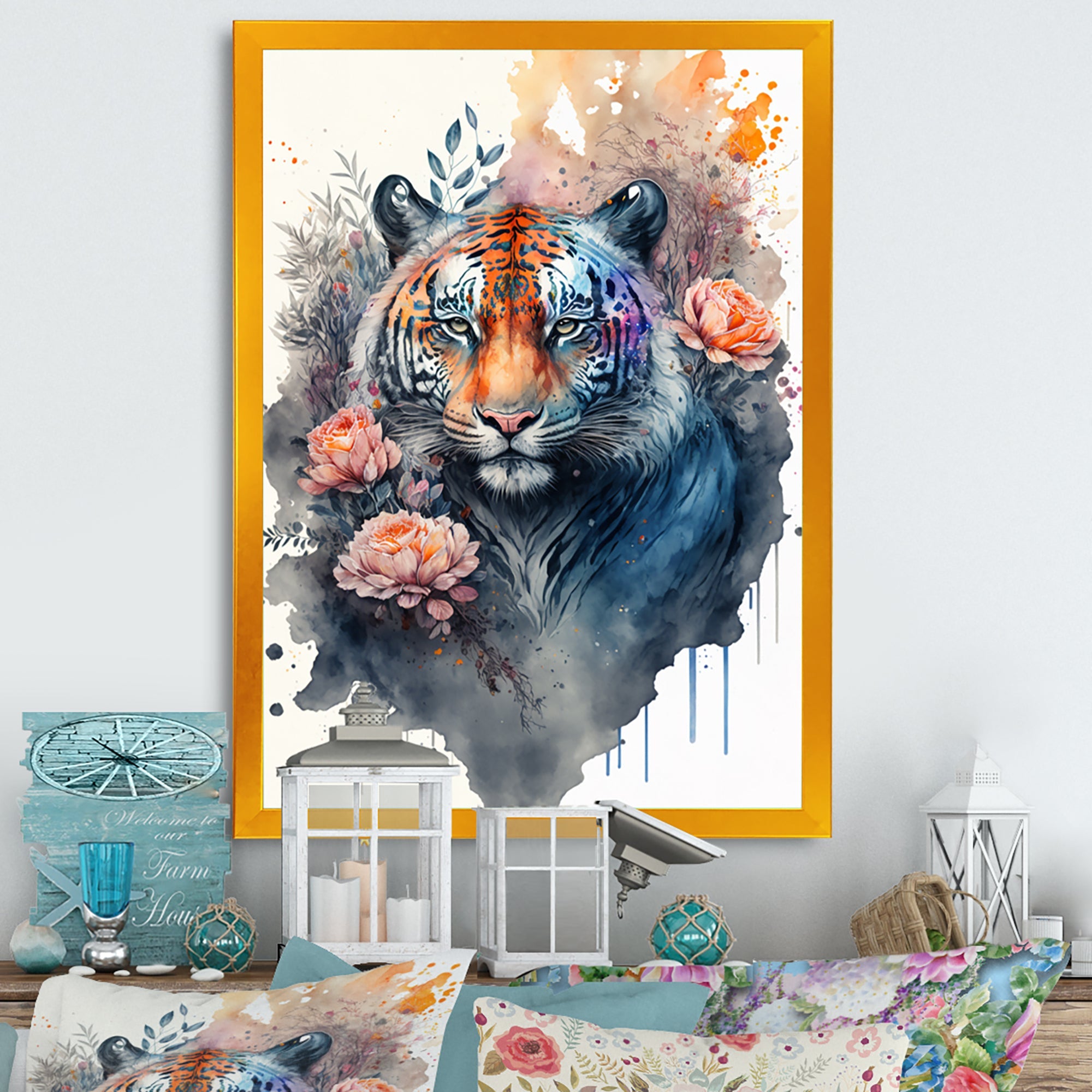 Cute Tiger Floral Art III
