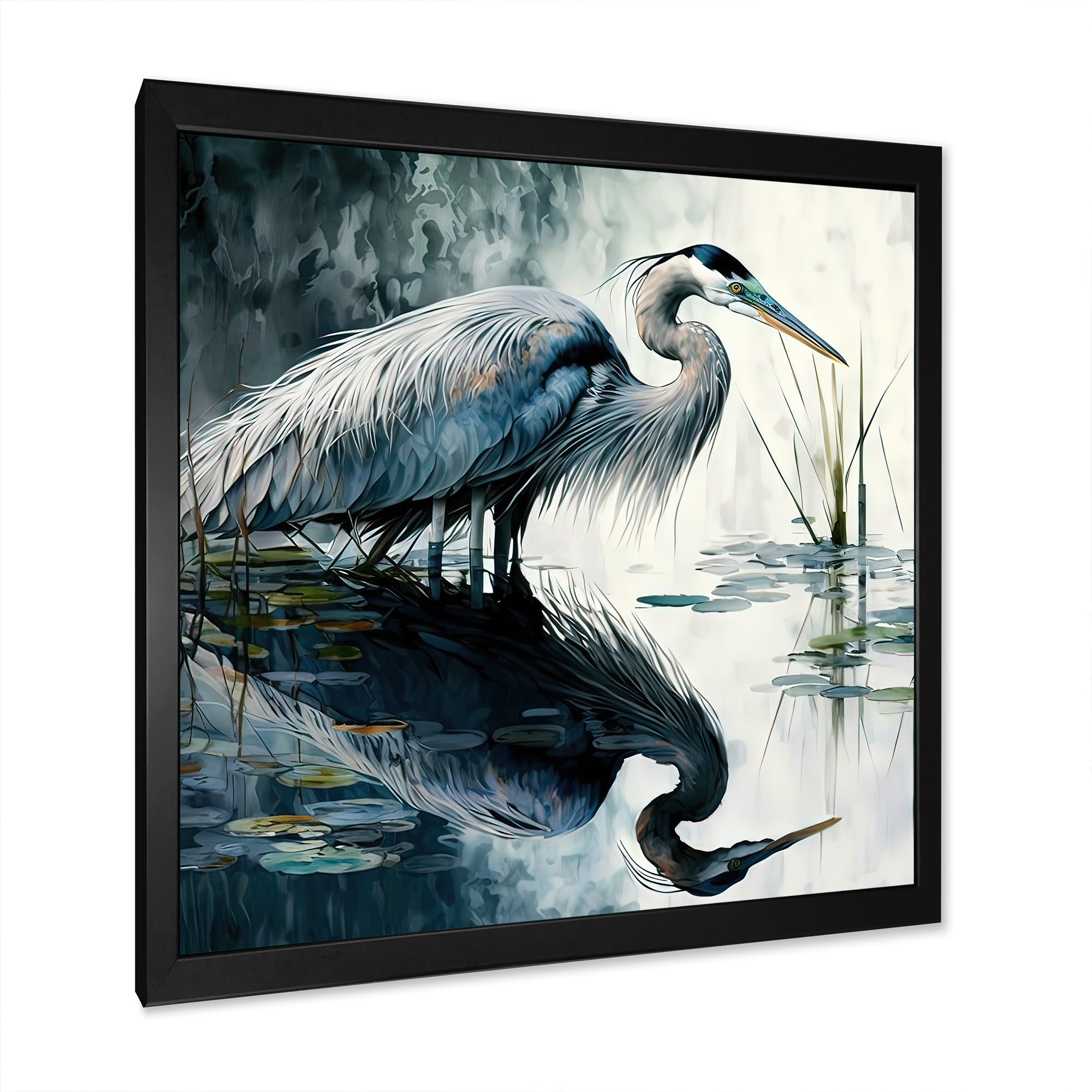 Cute Heron In A Lake Floral Art IV