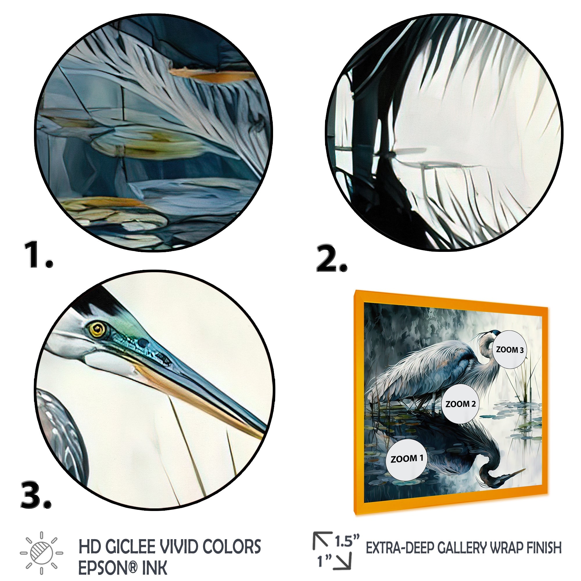 Cute Heron In A Lake Floral Art IV