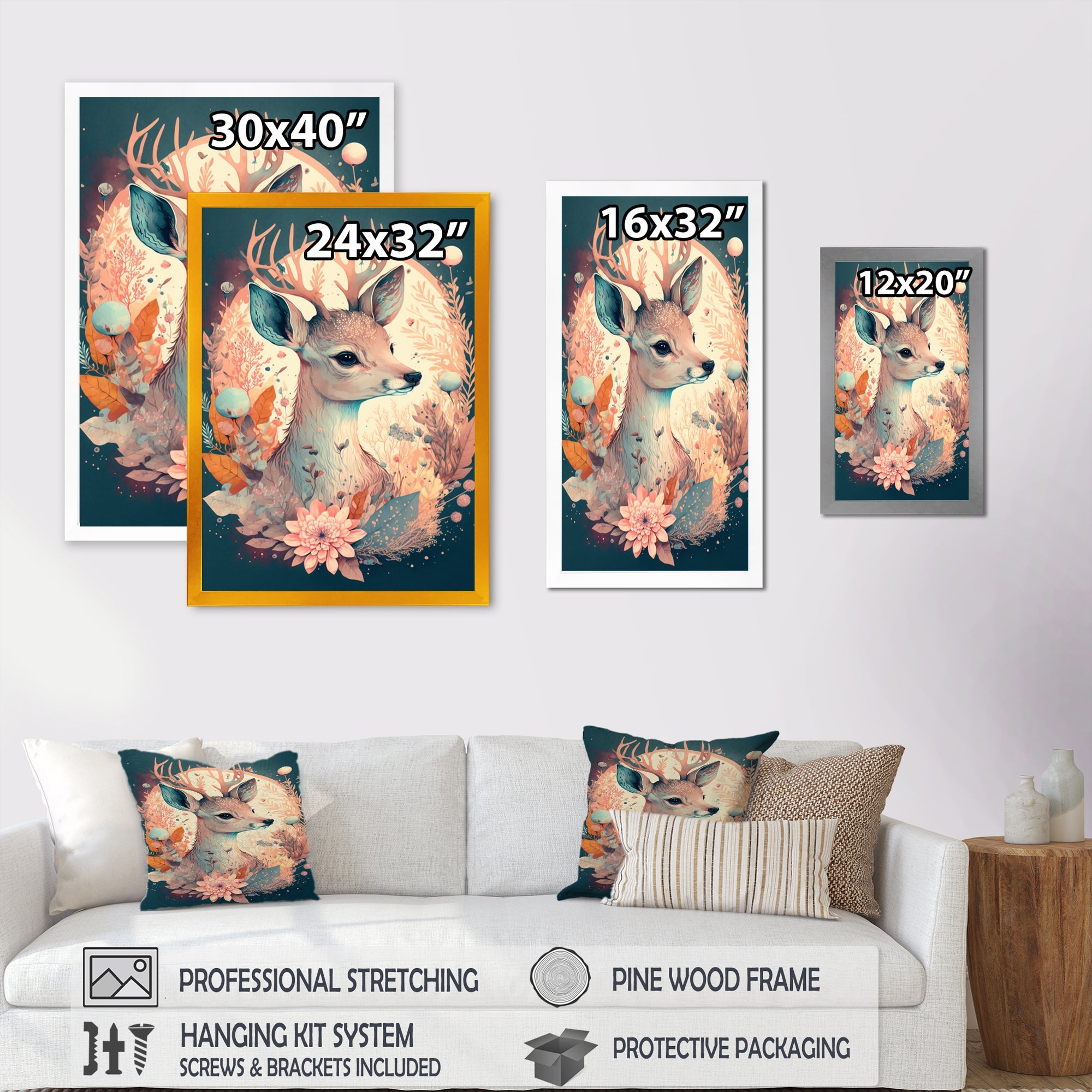 Cute Deer Floral Art IV