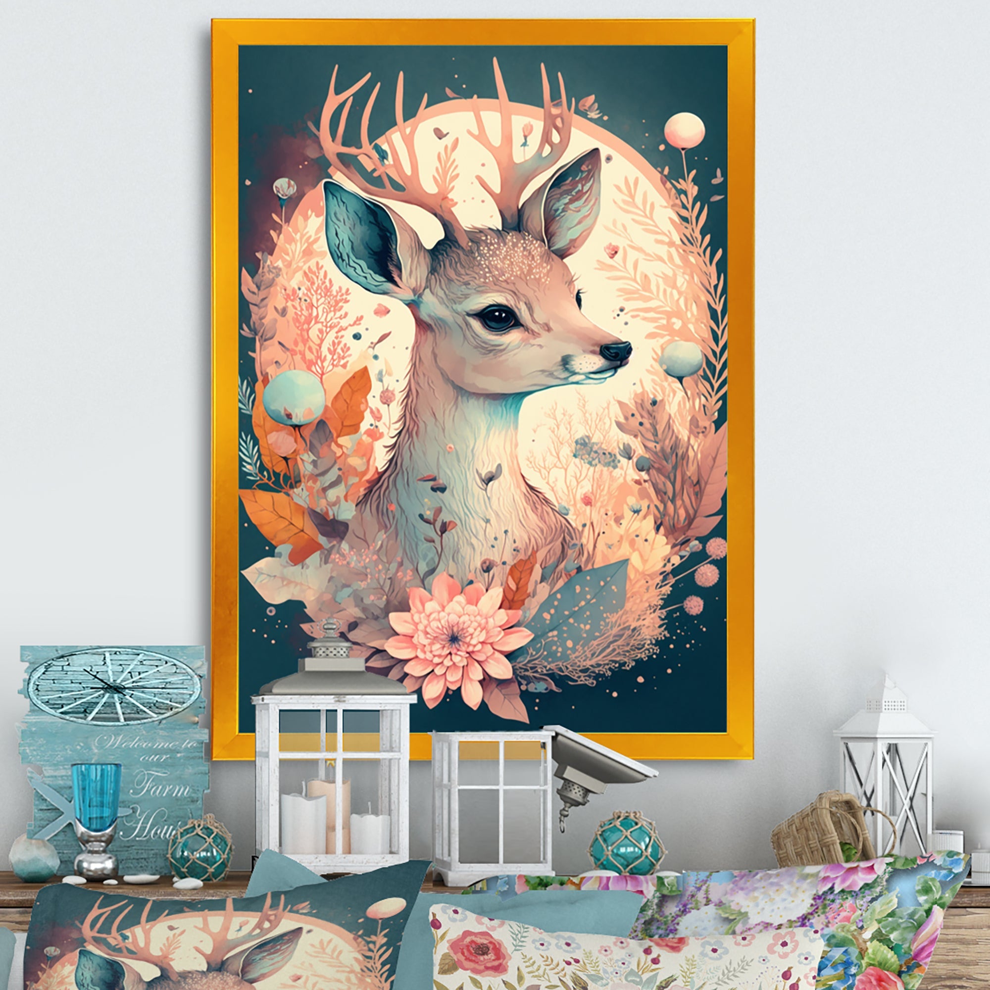Cute Deer Floral Art IV
