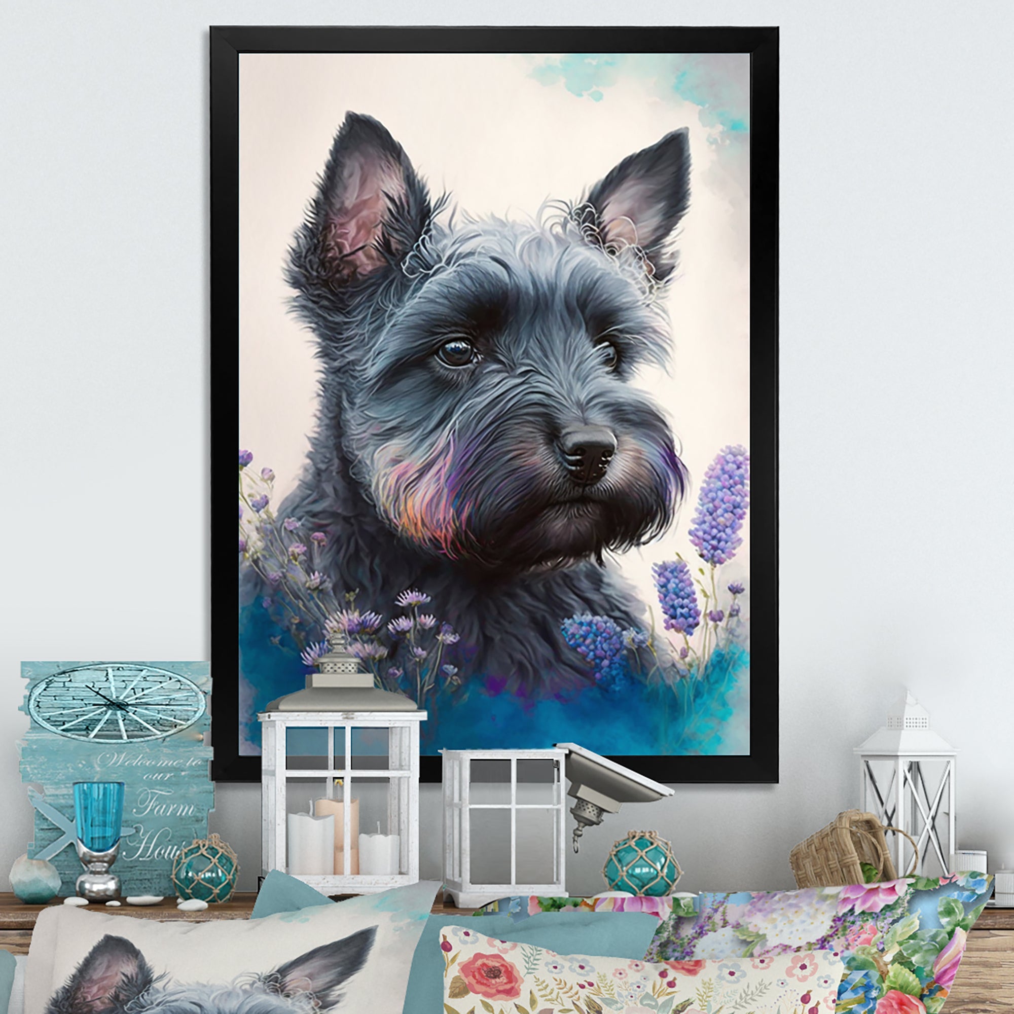 Cute Schnauzer Floral Art