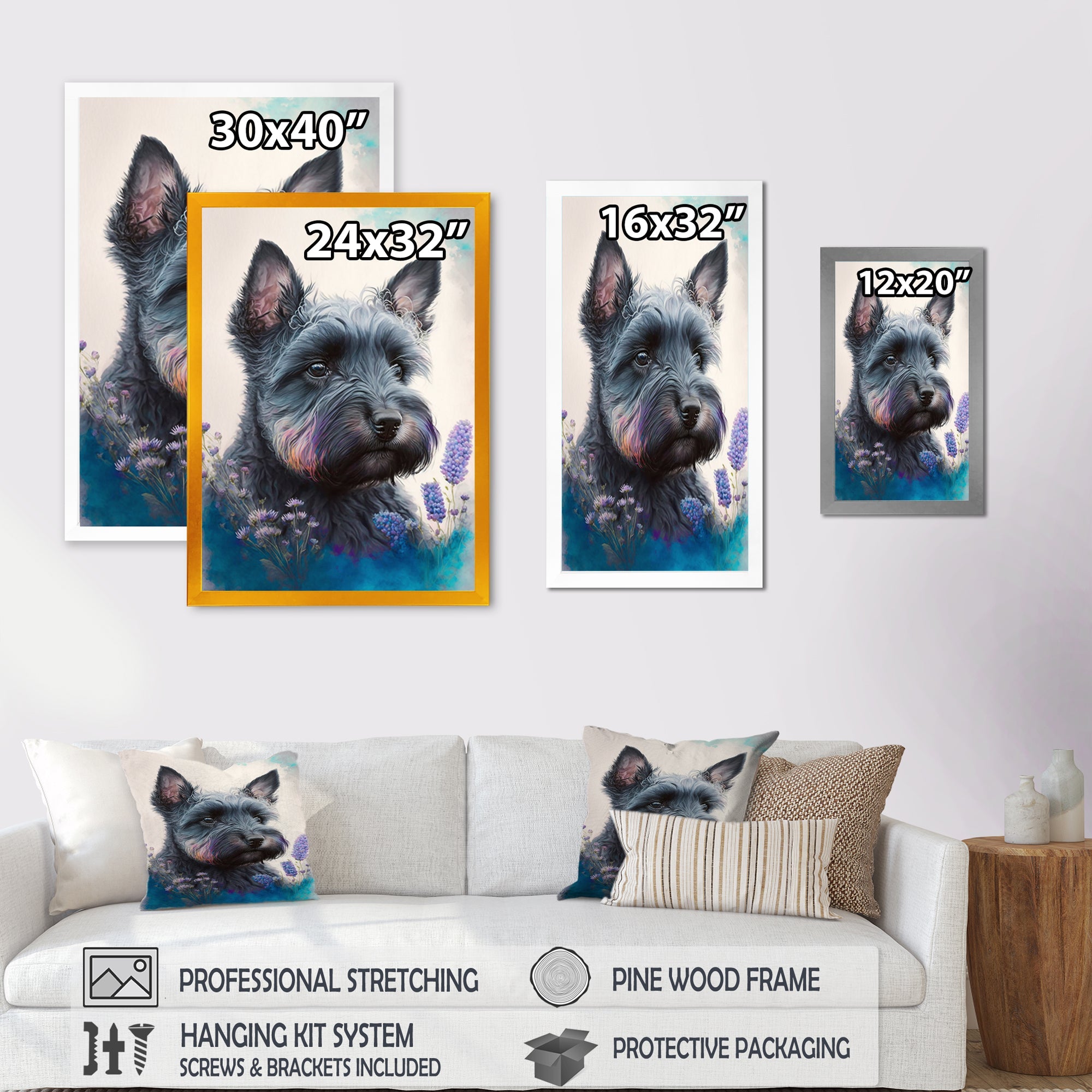 Cute Schnauzer Floral Art