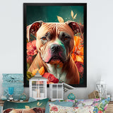 Cute Pitbul Floral Art I